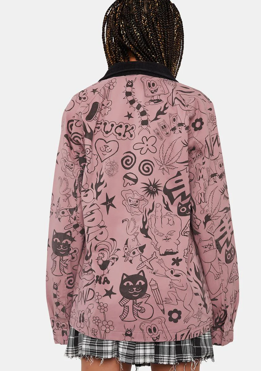 We Don't Care Coaches Jacket - Light Pink - Image 4