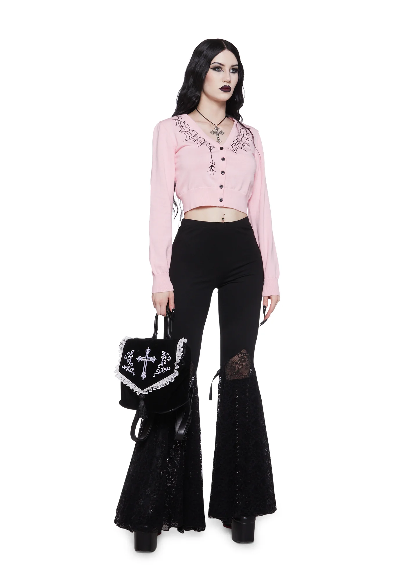 Web Obsessed Embroidered Cardigan - Pink - Image 2