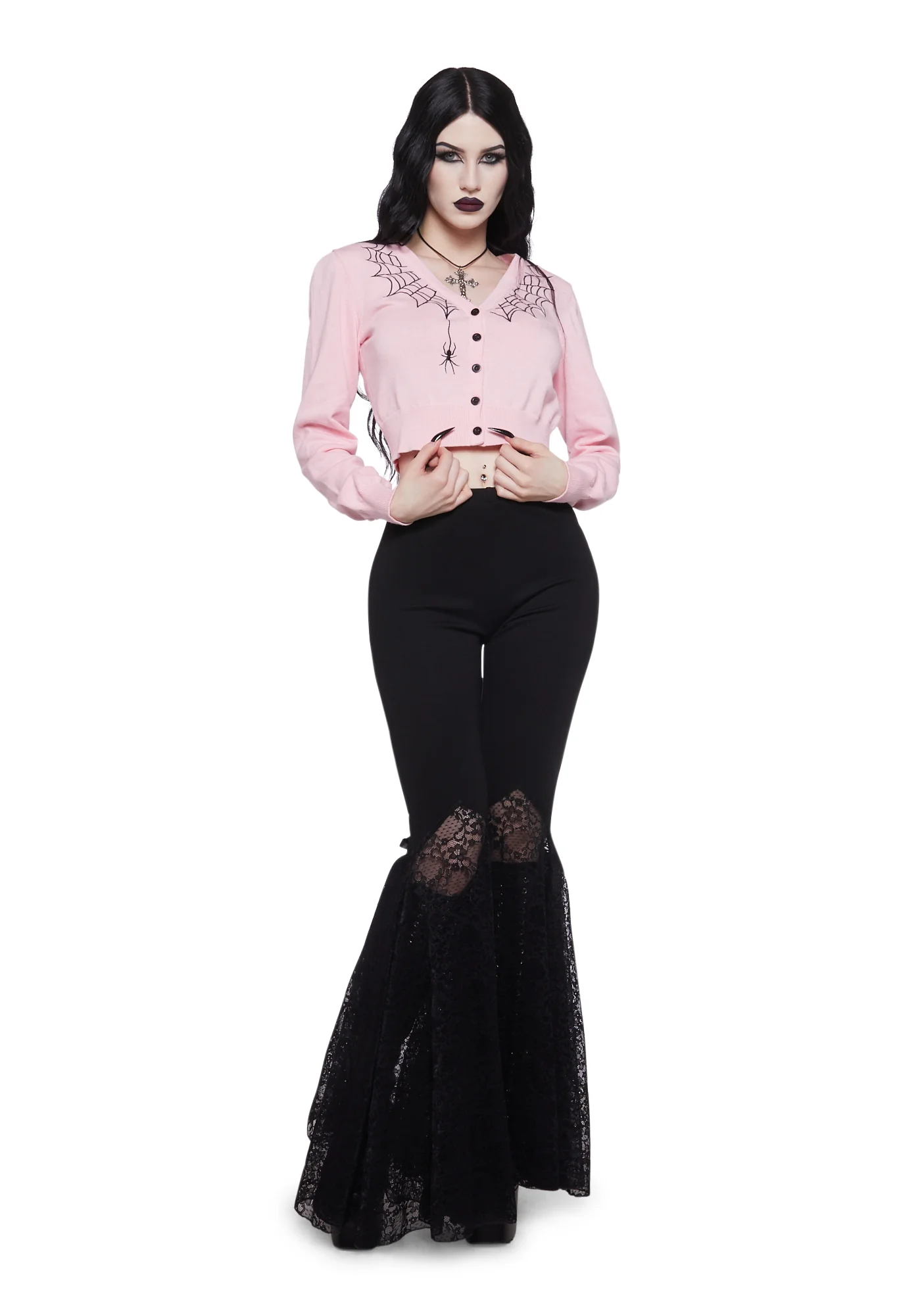 Web Obsessed Embroidered Cardigan - Pink - Image 5