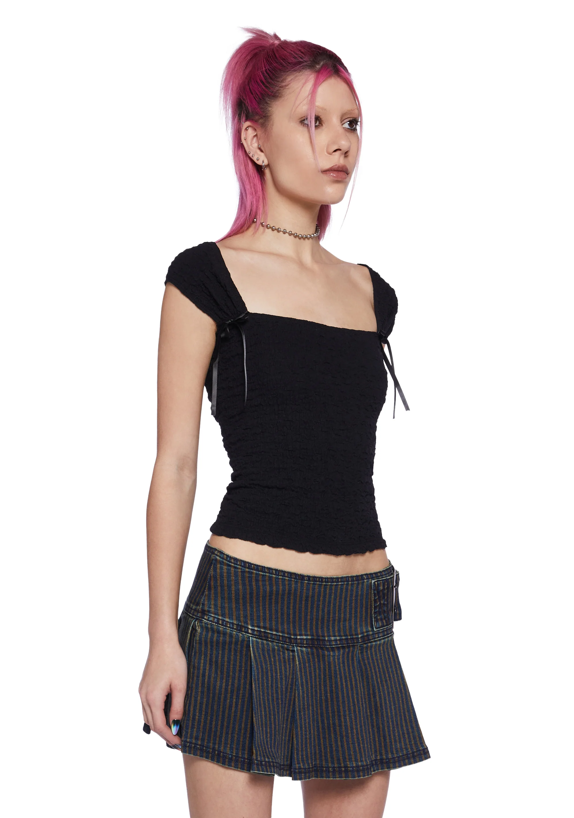 What A Girl Wants Cap Sleeve Top - Black - Image 4