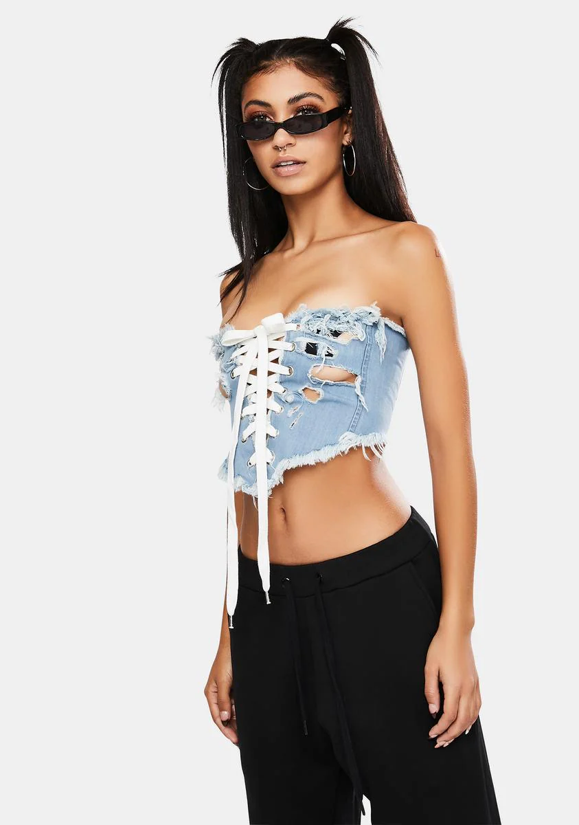 What's Girl Code Denim Corset - Image 2