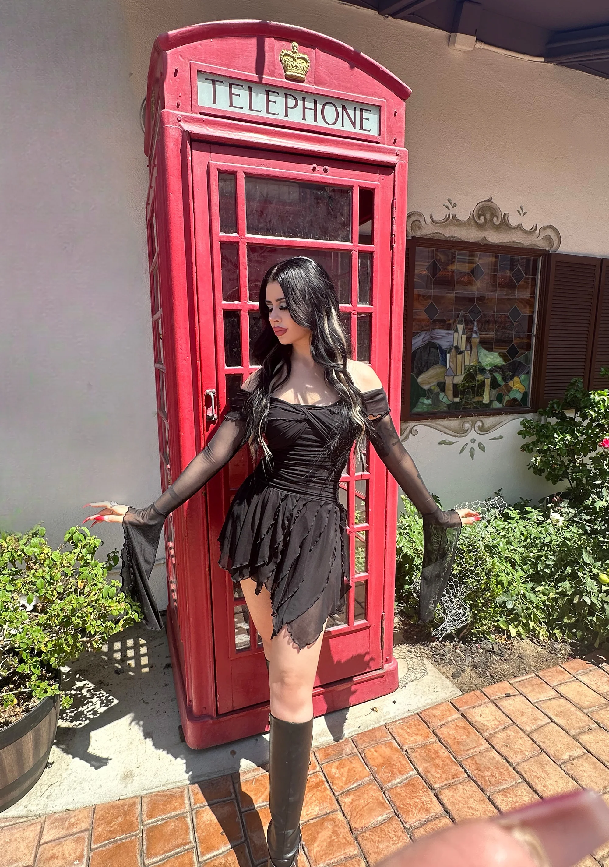 Whimsical Passage Mini Dress - Black - Image 7