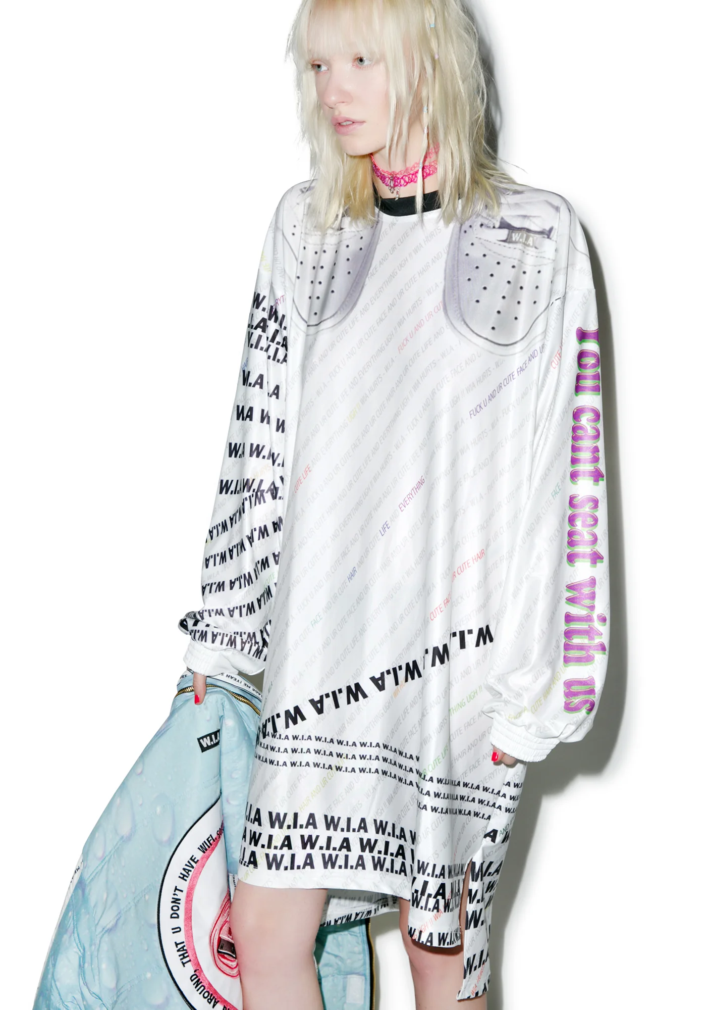 White W.I.A Extra Long T-Shirt - Image 3