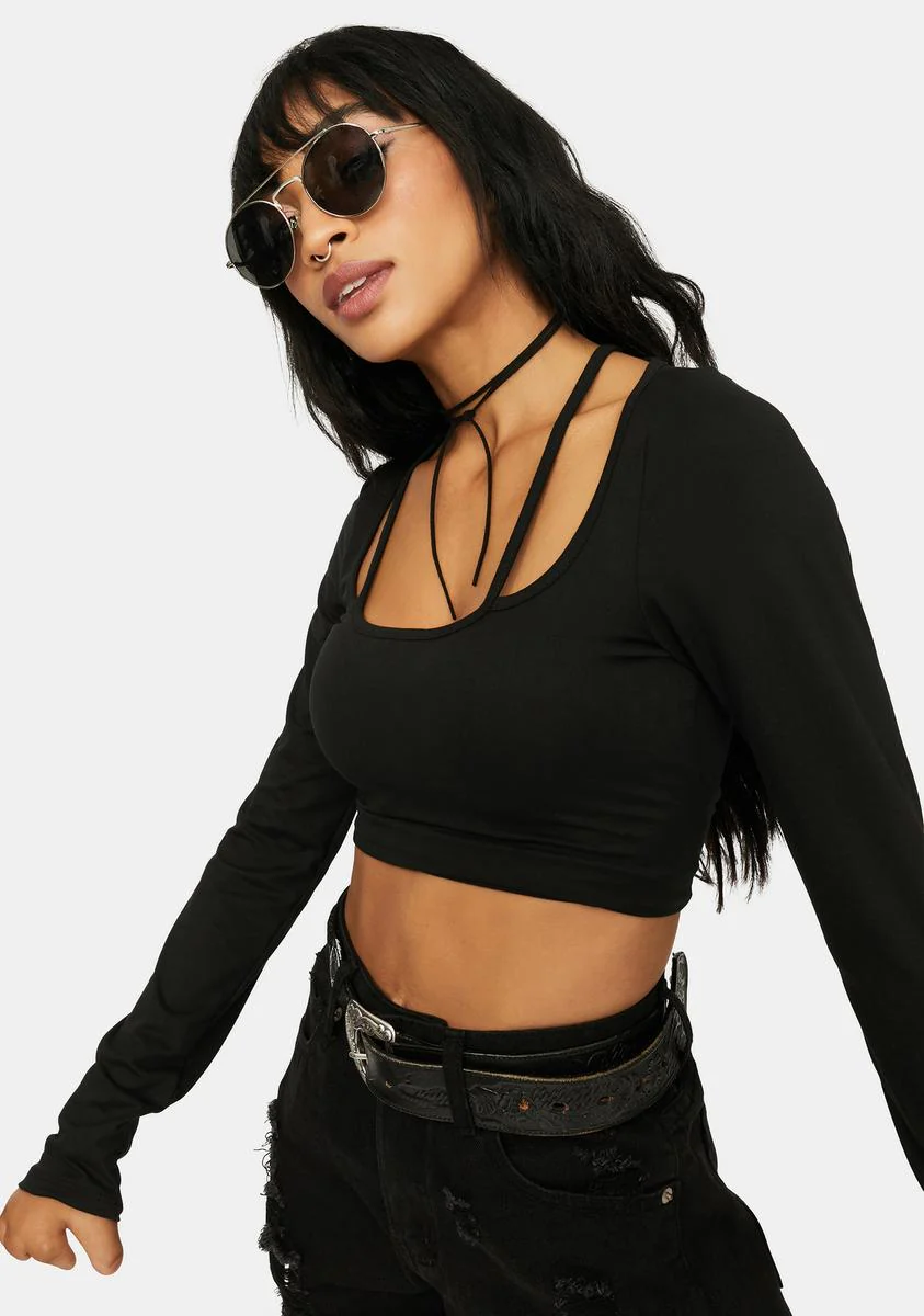 Wicked Had 2 Be There Long Sleeve Crop Top - Image 2