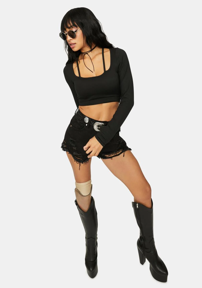 Wicked Had 2 Be There Long Sleeve Crop Top - Image 3