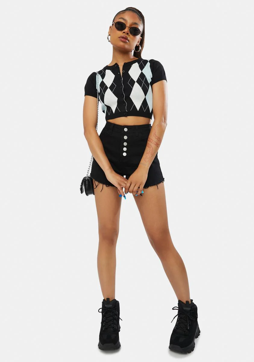 Wicked She's The Truth Argyle Crop Top - Image 3