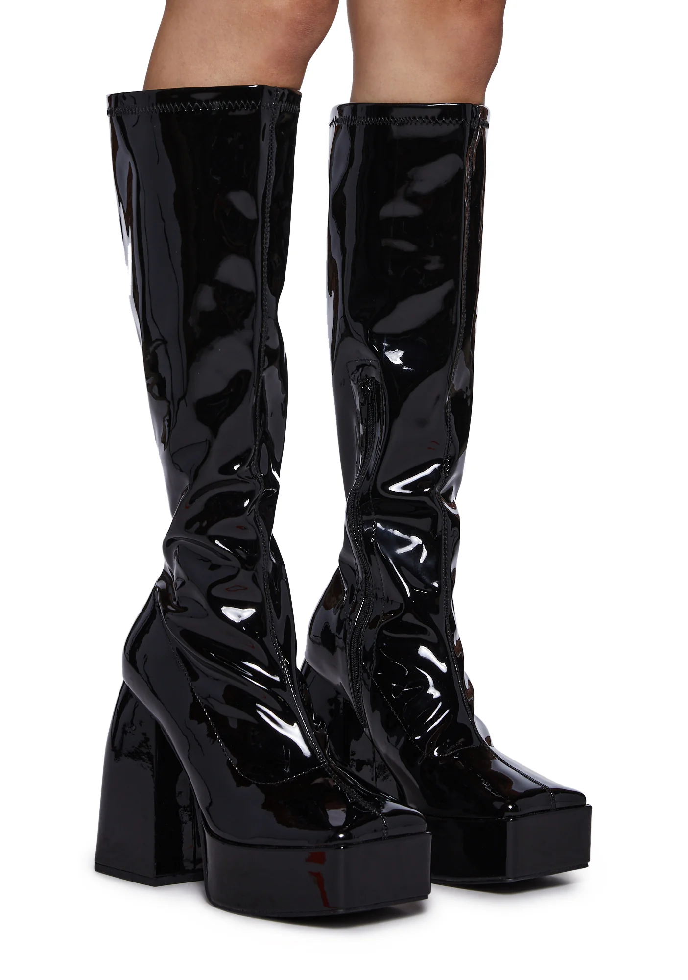 Wide Fit Heartbeat Platform Knee High Boots - Image 3