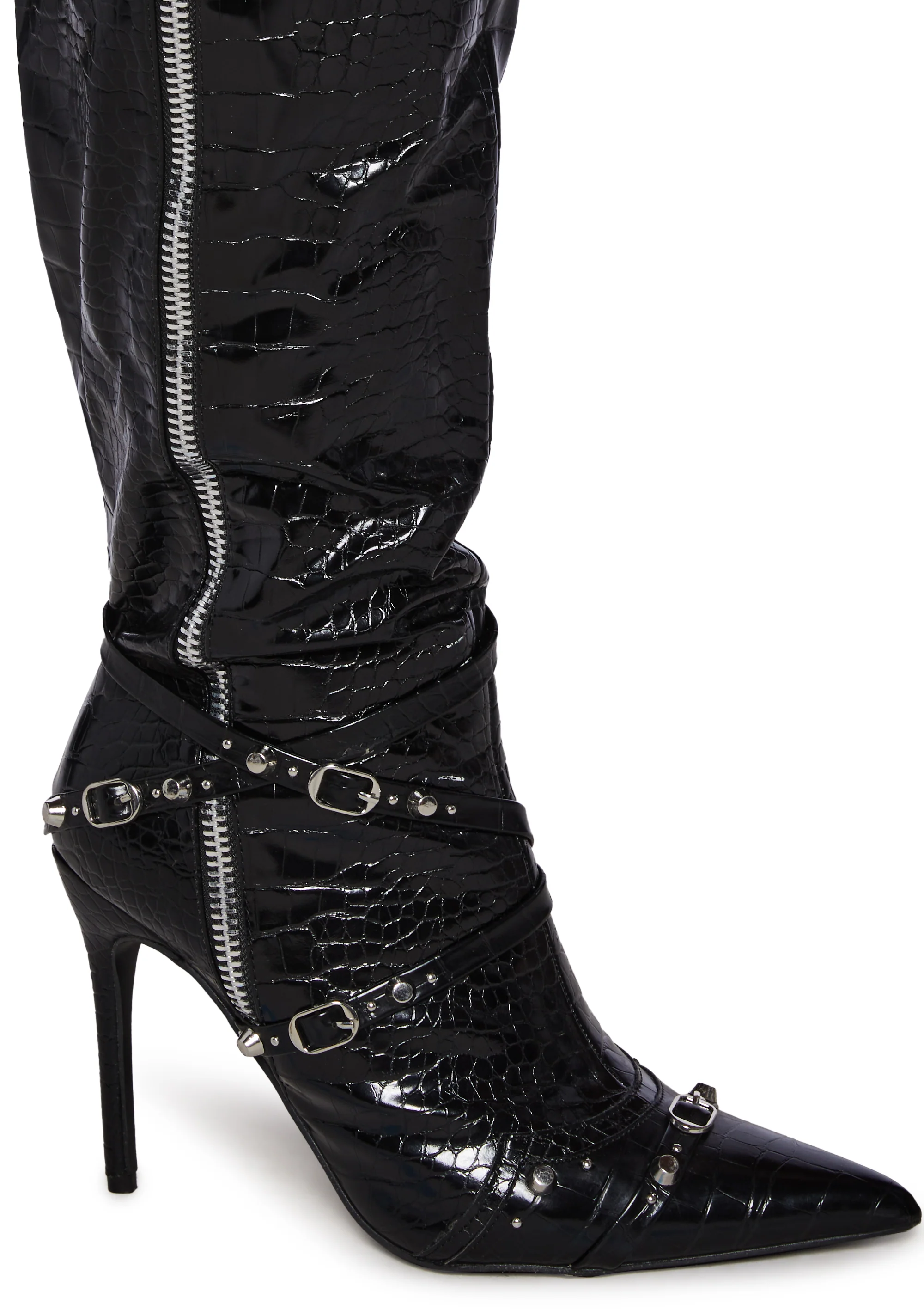 Wide Fit Worthy Knee High Boots - Black - Image 2