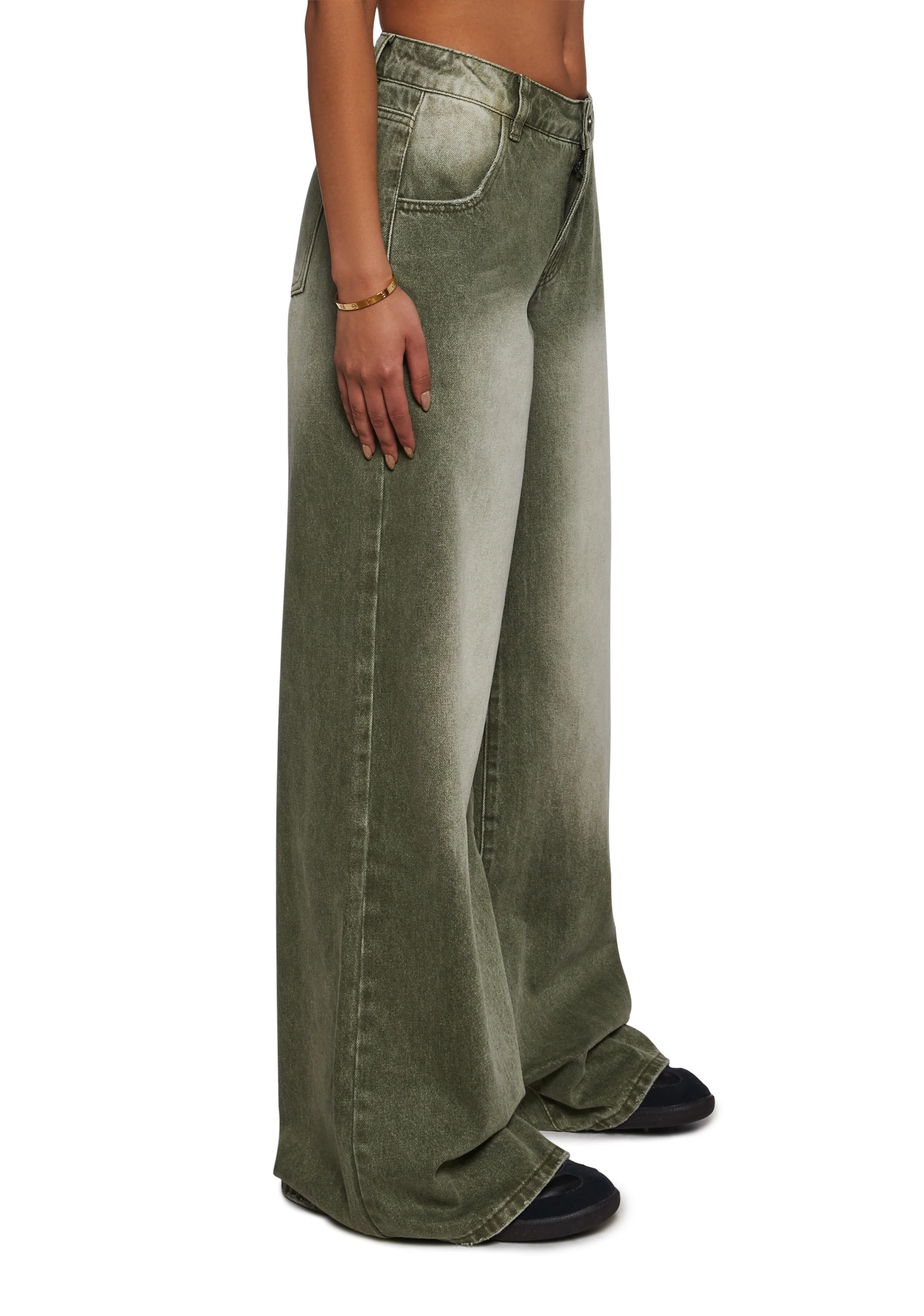 Sinful Attitude Wide Leg Jeans - Green - Image 3