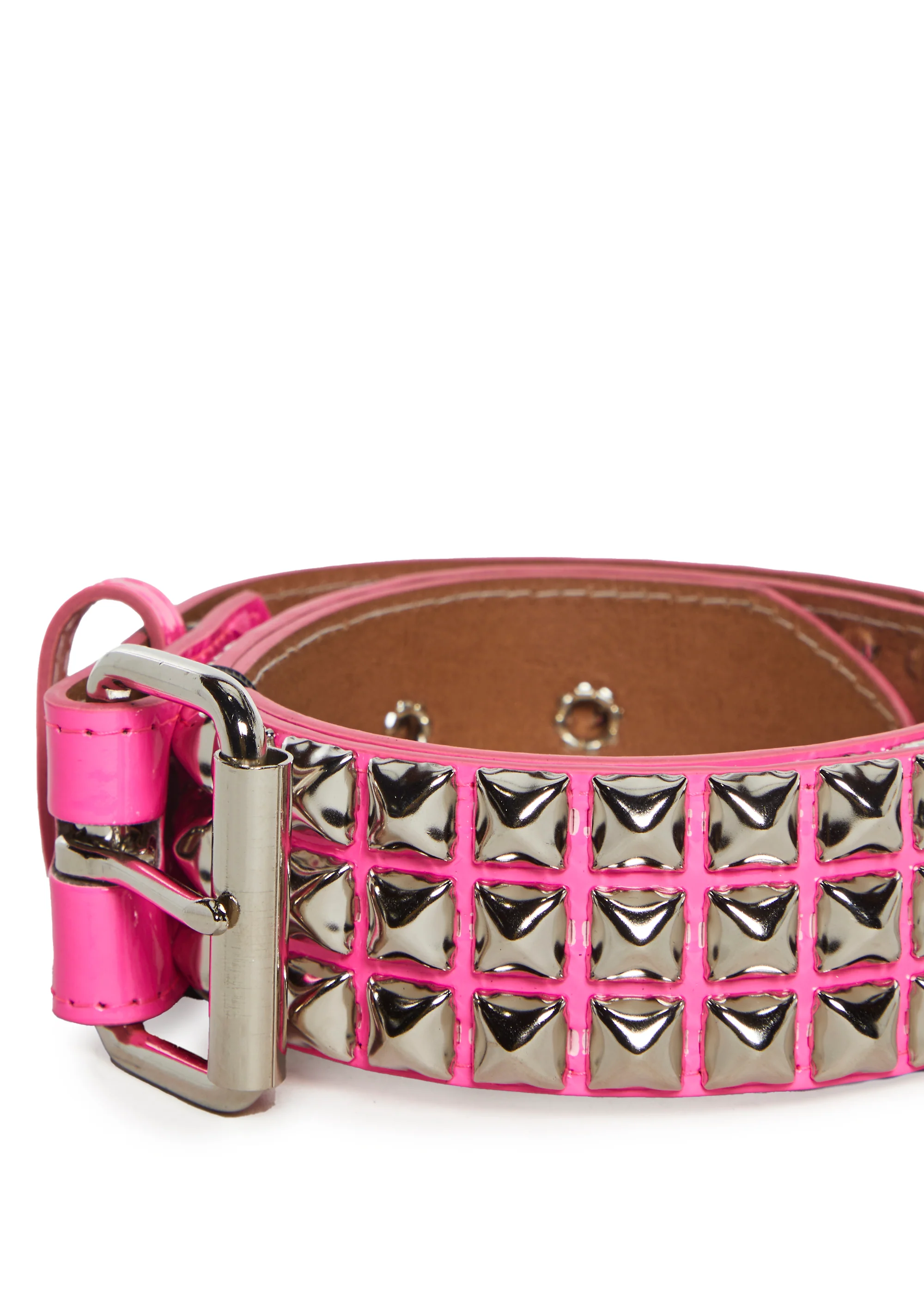 Wide Pyramid Studded Belt - Pink - Image 4