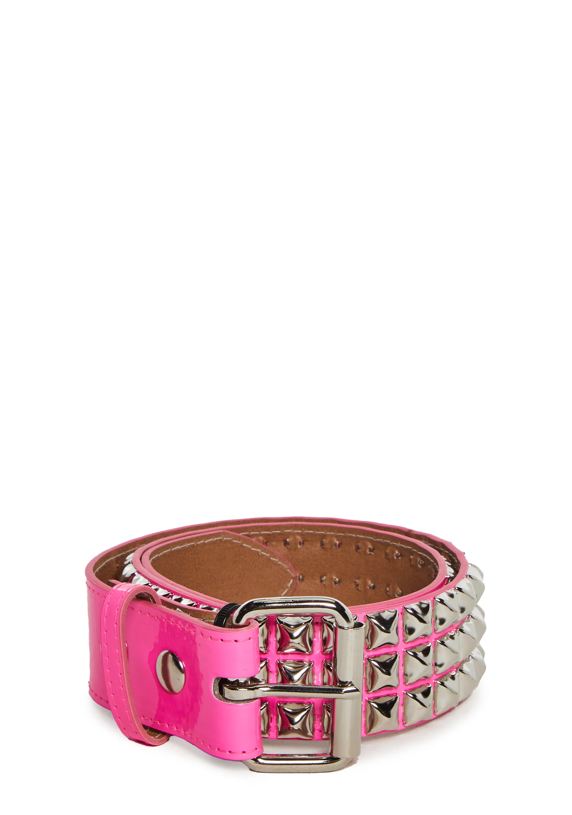 Wide Pyramid Studded Belt - Pink - Image 5