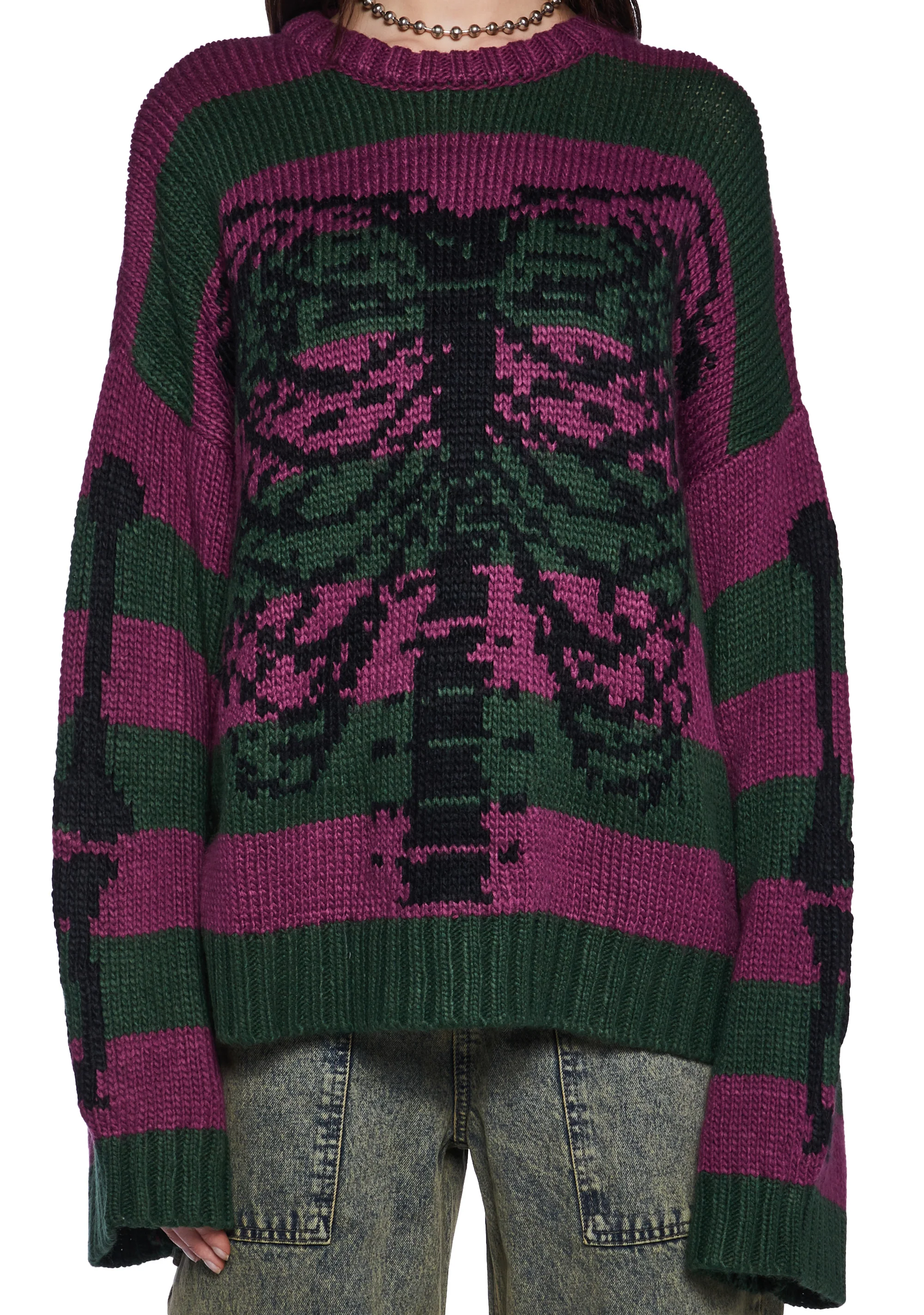 Skeleton Stripe Knit Sweater - Image 2