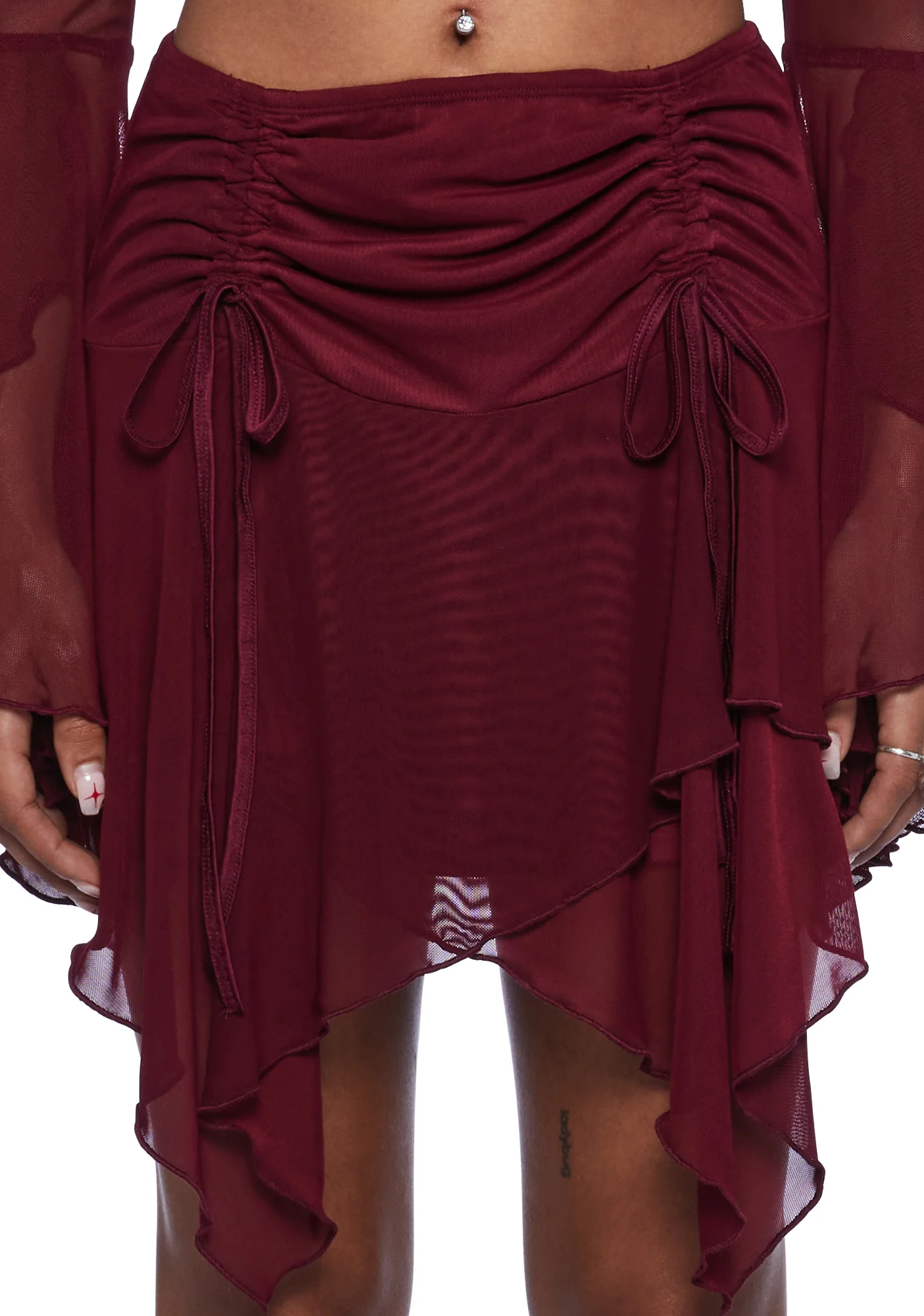 Wild Attraction Mesh Mini Skirt- Red - Image 2
