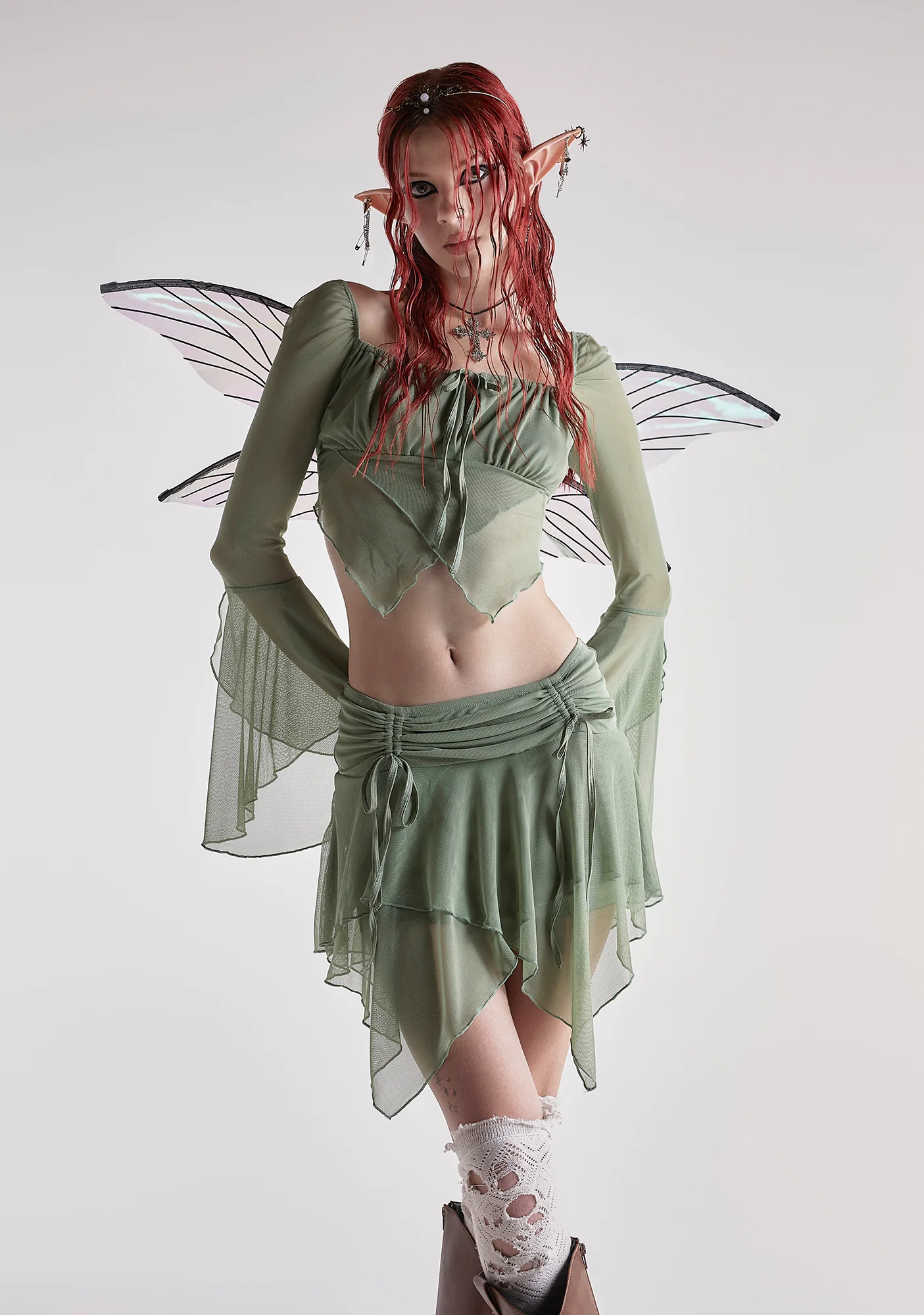 Wild Attraction Mesh Mini Skirt- Green - Image 6