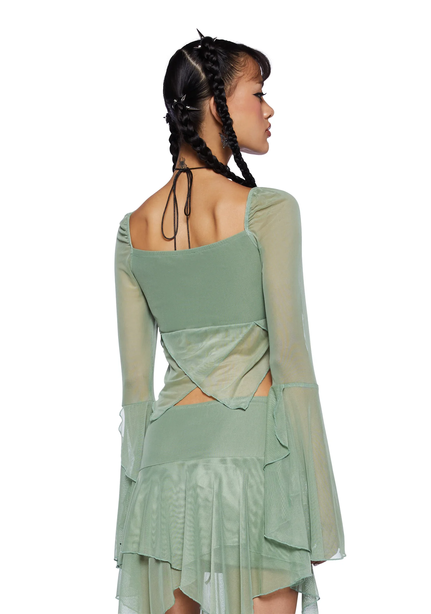 Wild Attraction Mesh Top- Green - Image 4