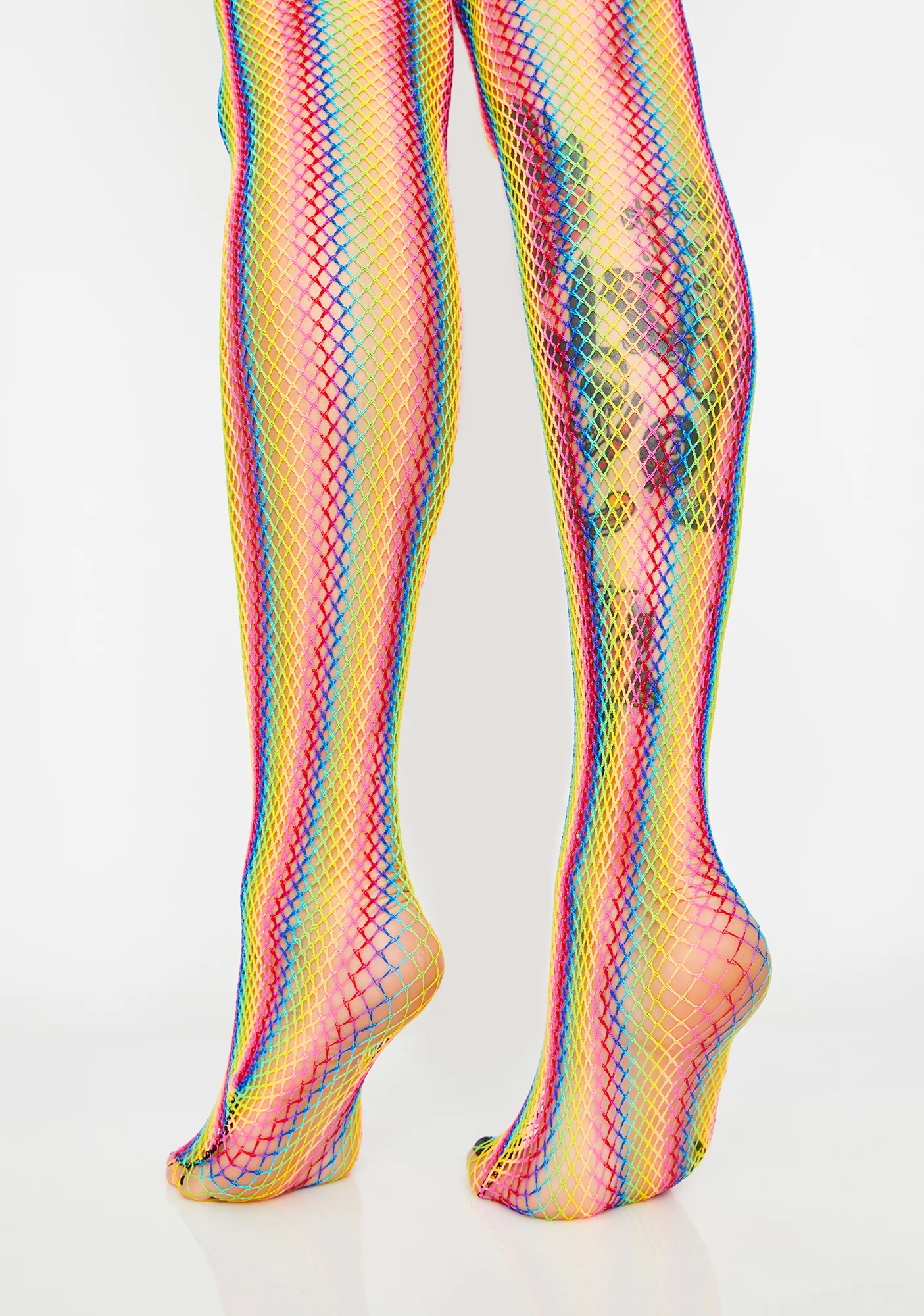 Wild For The Night Rainbow Fishnet Tights - Image 3
