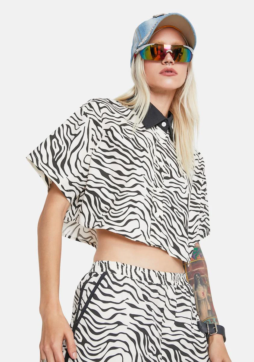 Wild Frenzy Zebra Print Crop Top - Image 2