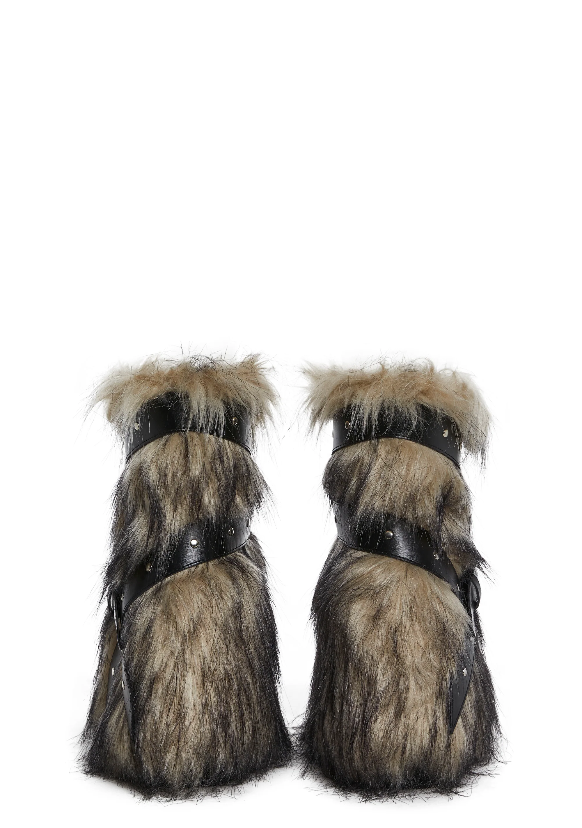 Low Wild Instincts Faux Fur Combat Boots - Off White - Image 4
