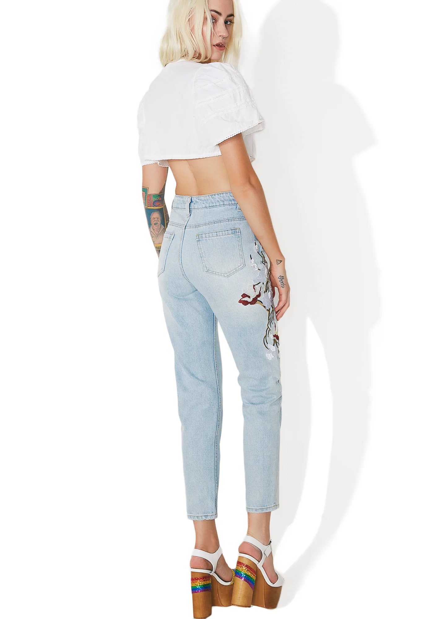 Wild Orchid Embroidered Jeans - Image 4