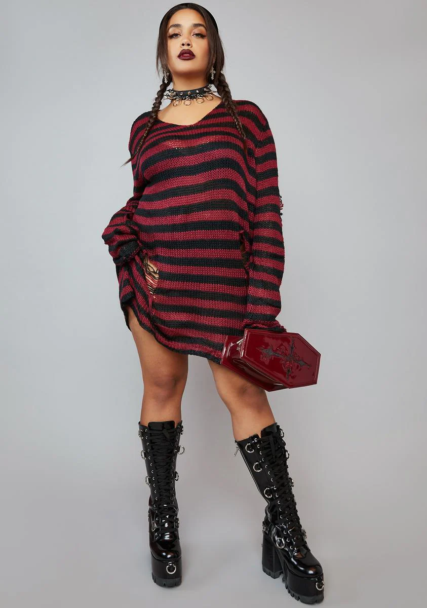 Wine My Eternal Nightmare Distressed Sweater - Image 3