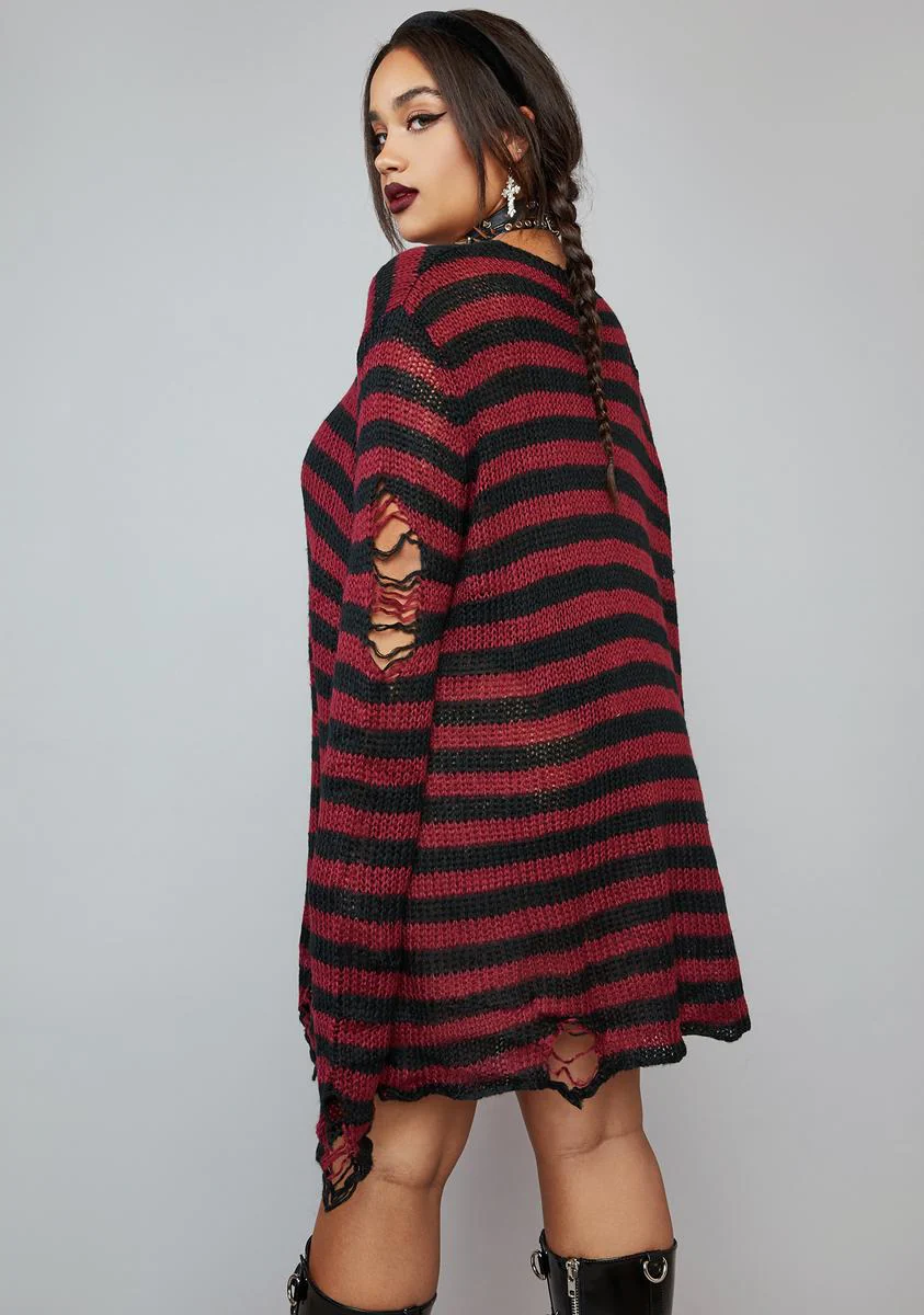 Wine My Eternal Nightmare Distressed Sweater - Image 4