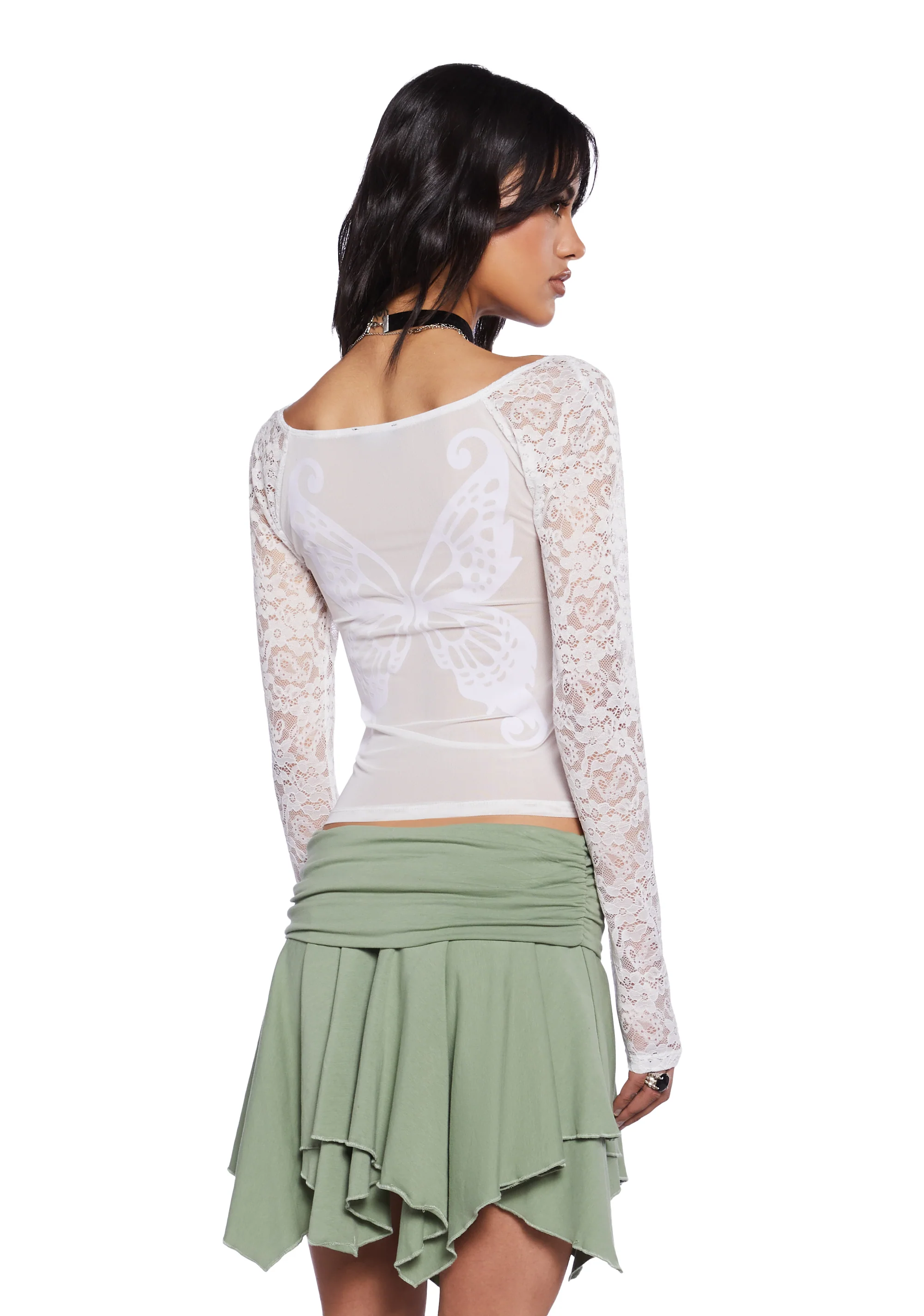 Winged Bliss Lace Top - White - Image 5