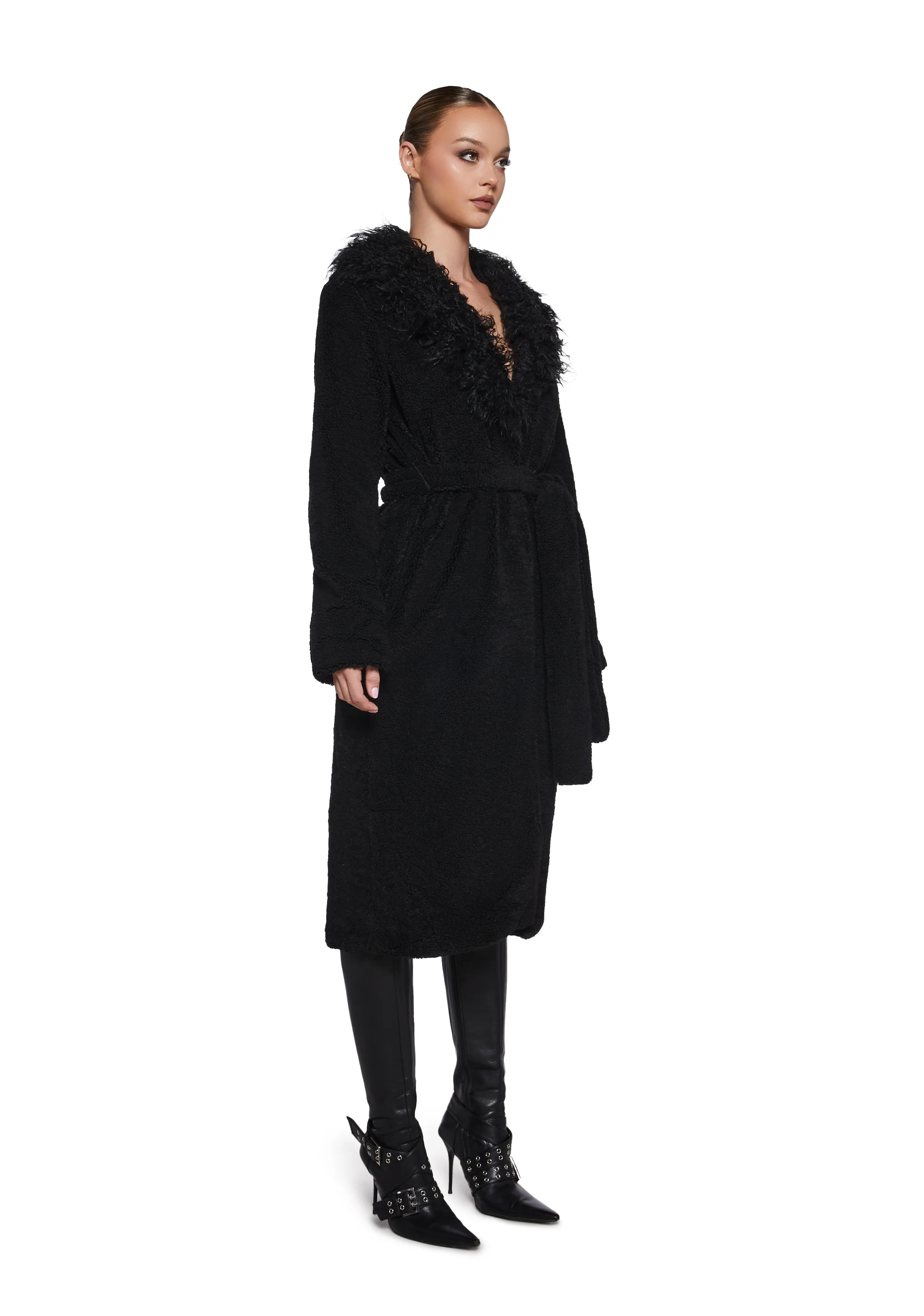 Winter Hearts Faux Fur Coat - Black - Image 3
