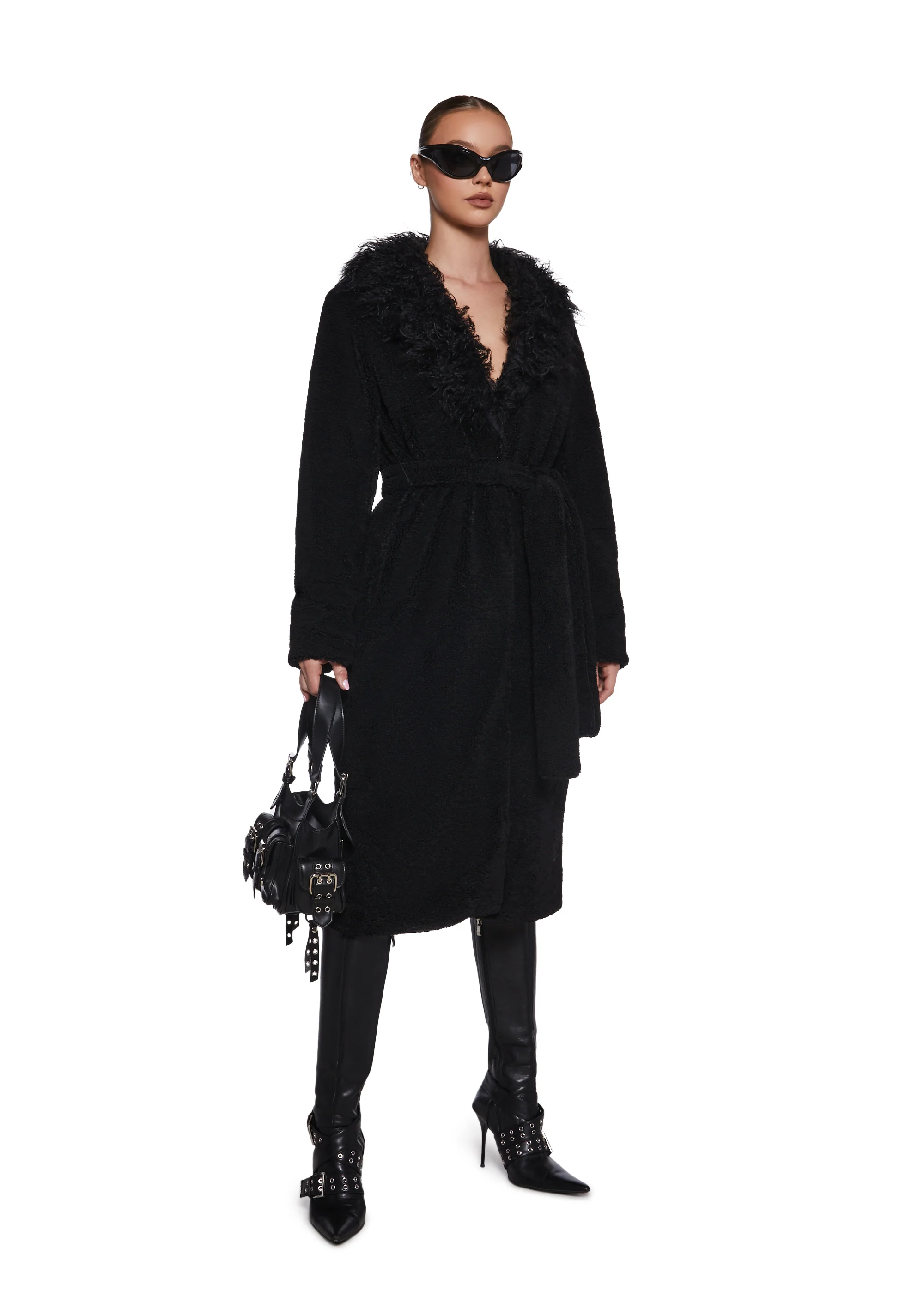 Winter Hearts Faux Fur Coat - Black - Image 5