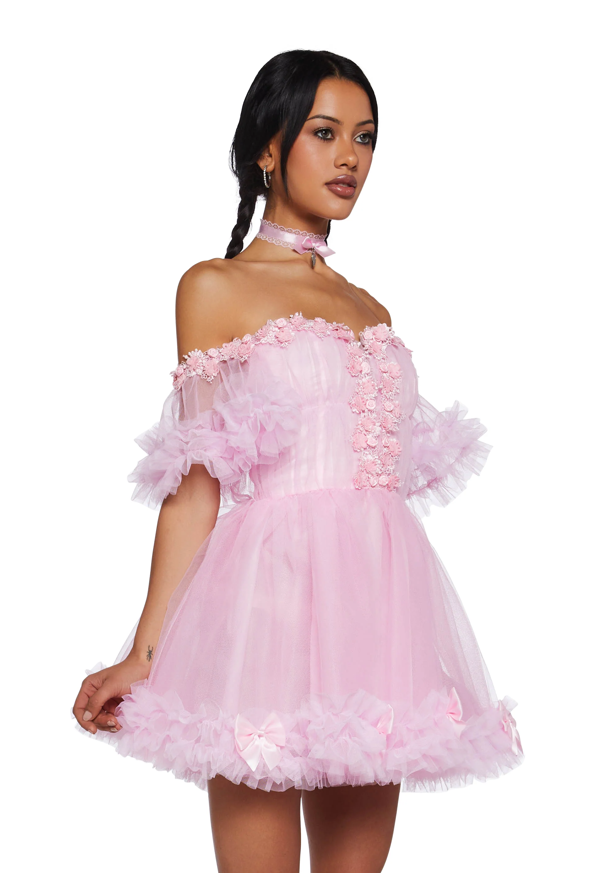 Winter Rose Mini Dress - Pink - Image 3