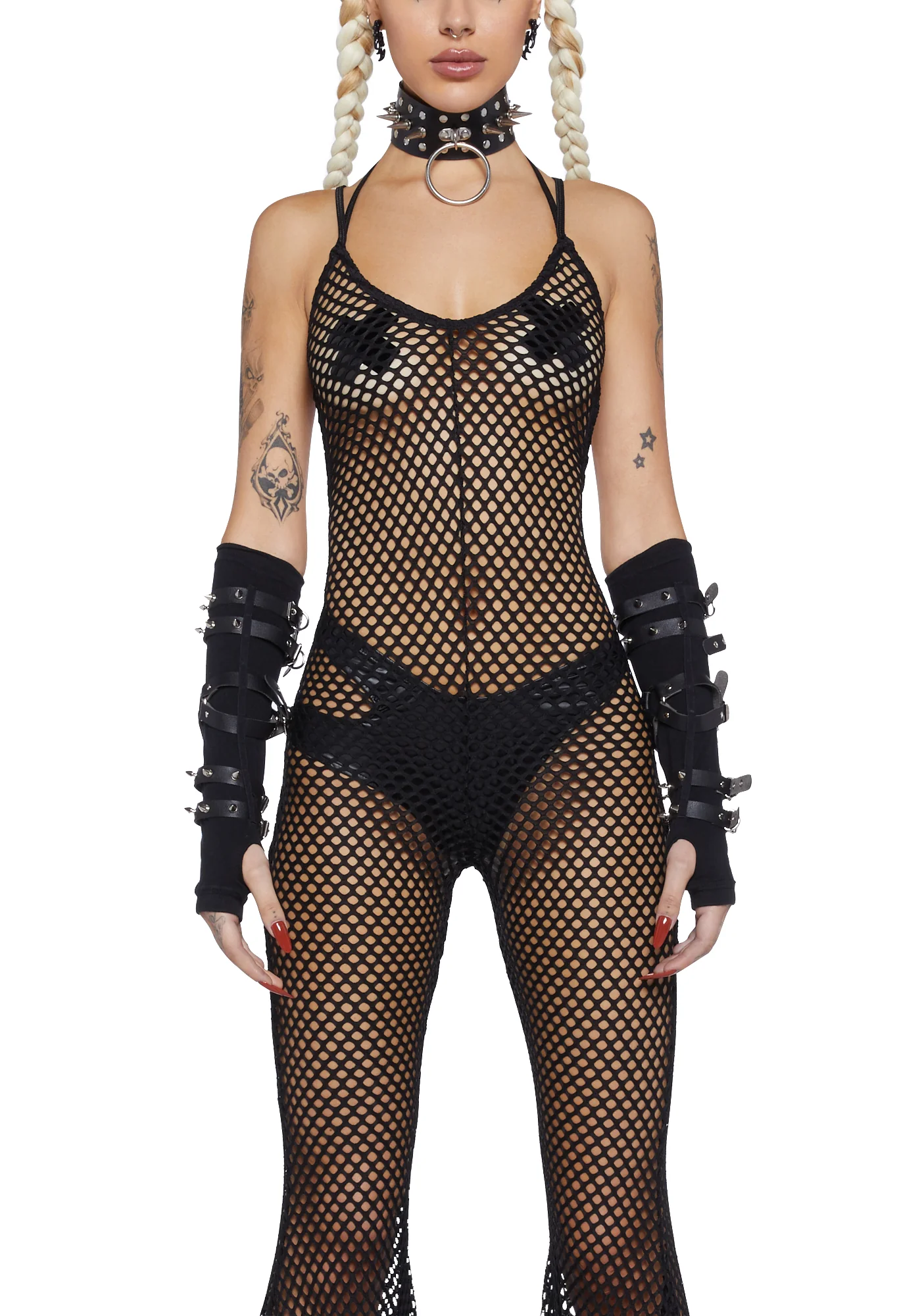 Wired Seduction Fishnet Jumpsuit - Black - Image 2