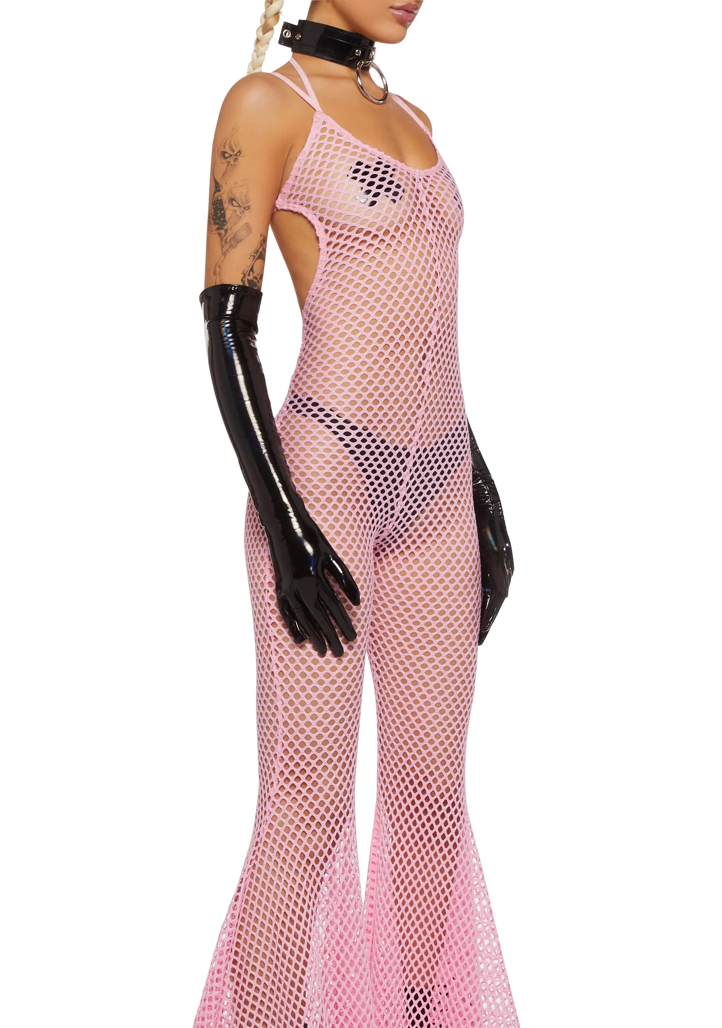Wired Seduction Fishnet Jumpsuit - Pink - Image 2