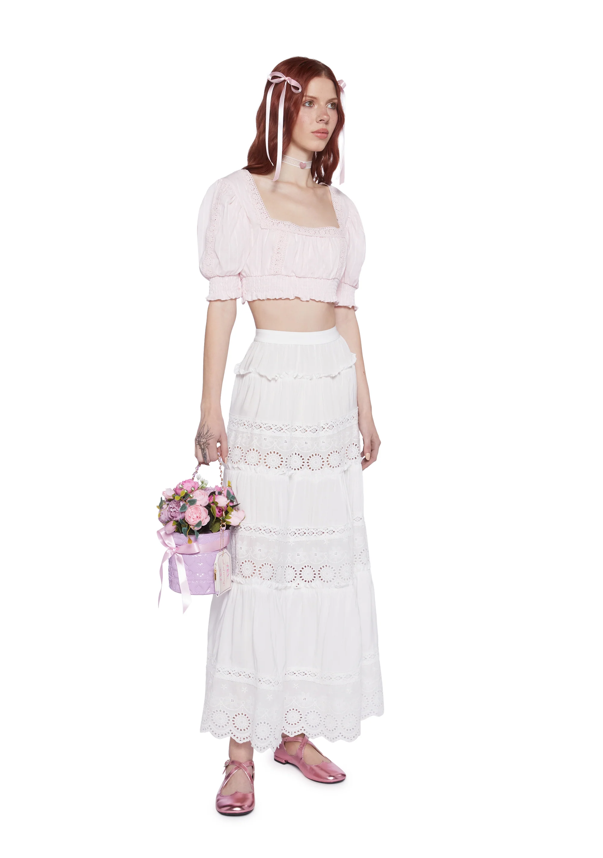 Wistful Memories Peasant Crop Top - Image 2