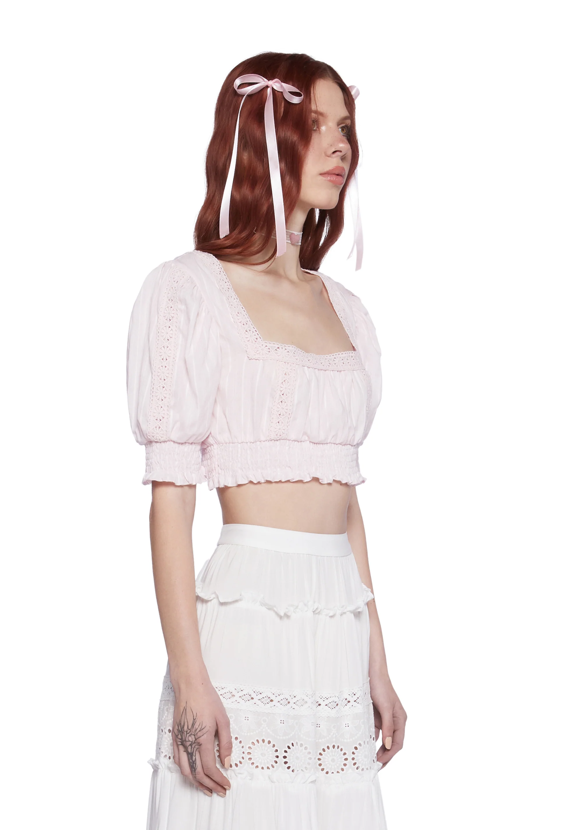 Wistful Memories Peasant Crop Top - Image 3