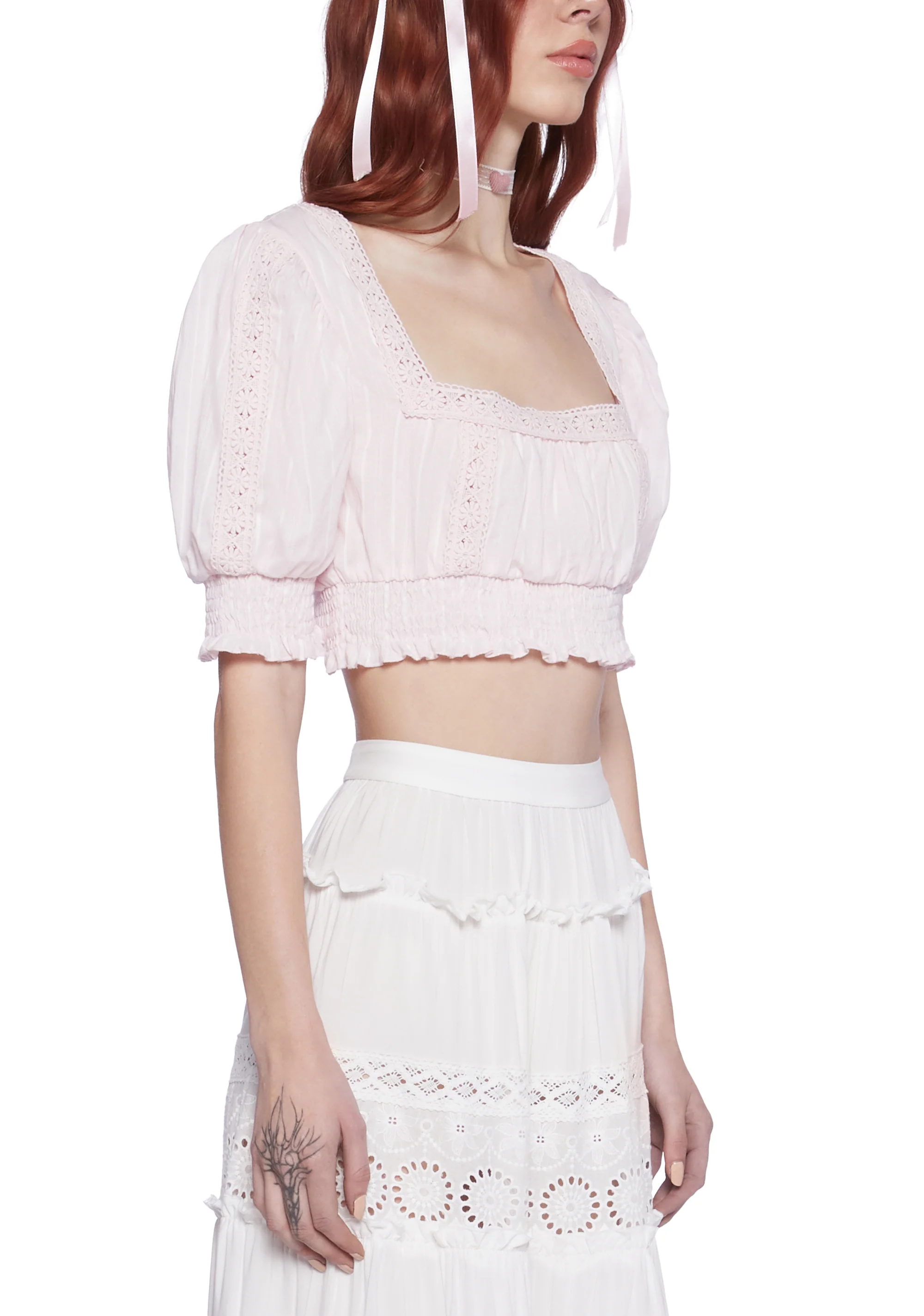 Wistful Memories Peasant Crop Top - Image 5