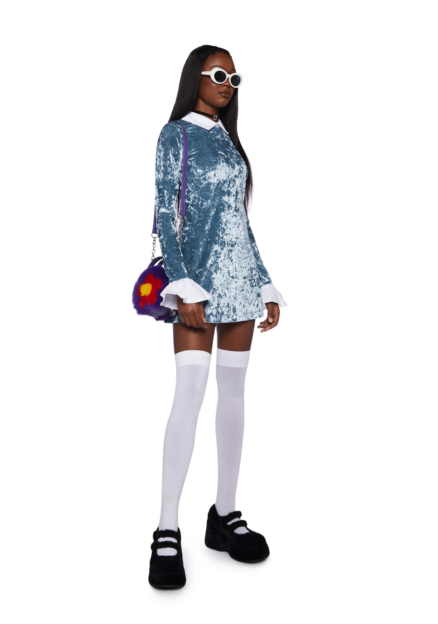 Witch Way Out Velvet Dress - Blue - Image 2