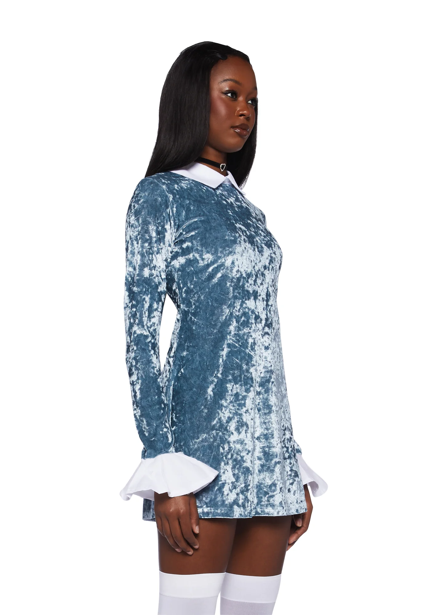 Witch Way Out Velvet Dress - Blue - Image 3