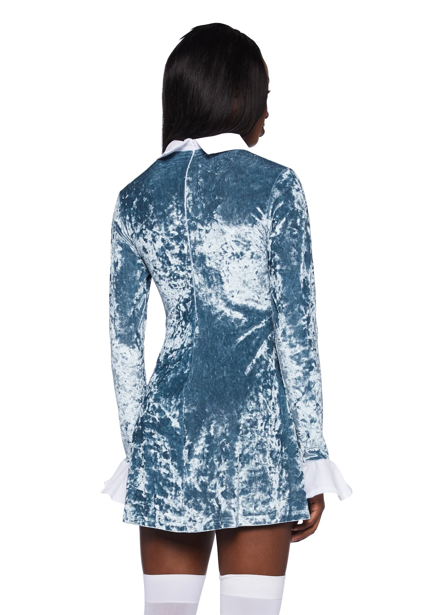 Witch Way Out Velvet Dress - Blue - Image 4