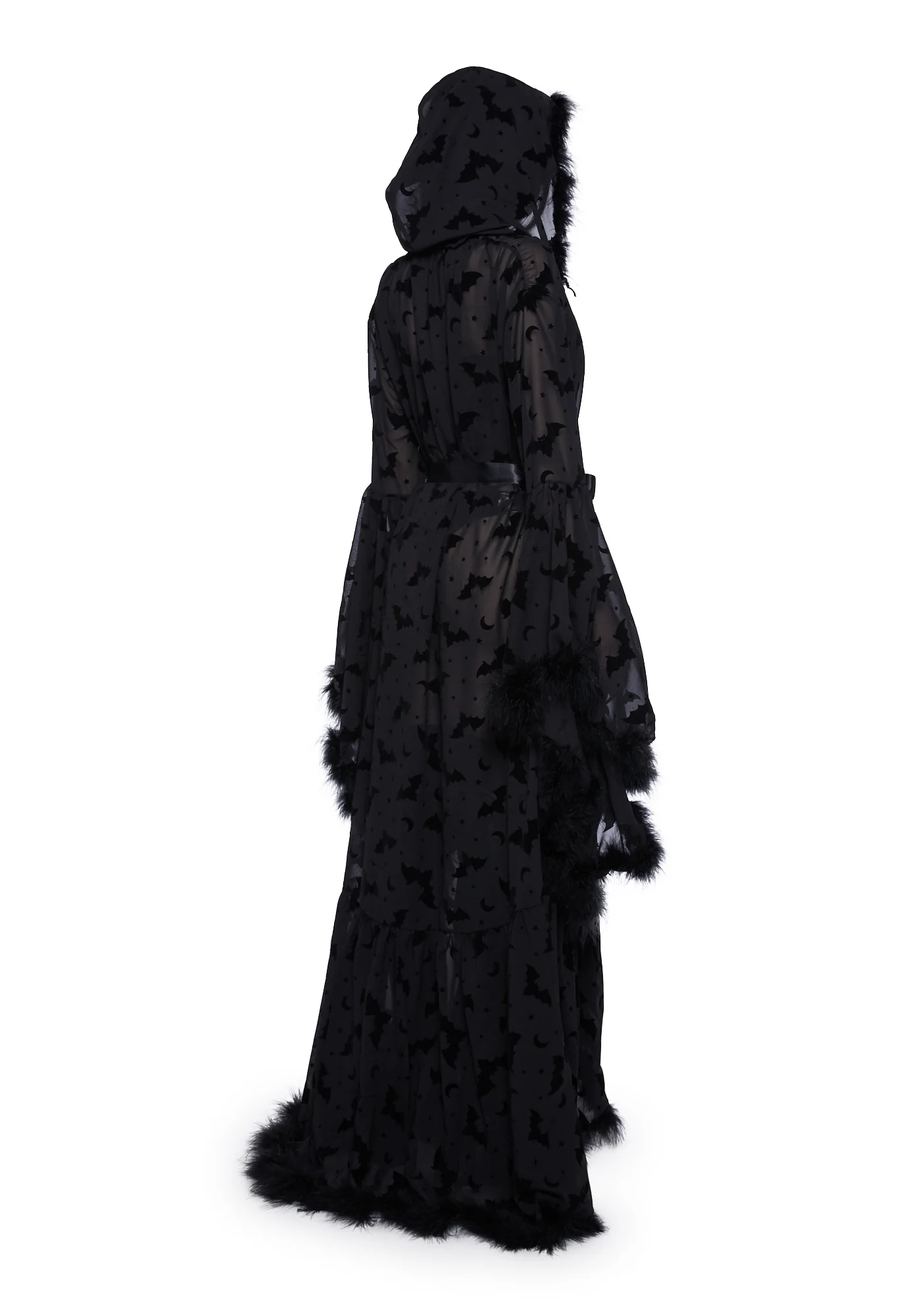 Witch You Were Here Marabou Robe - Black - Image 4