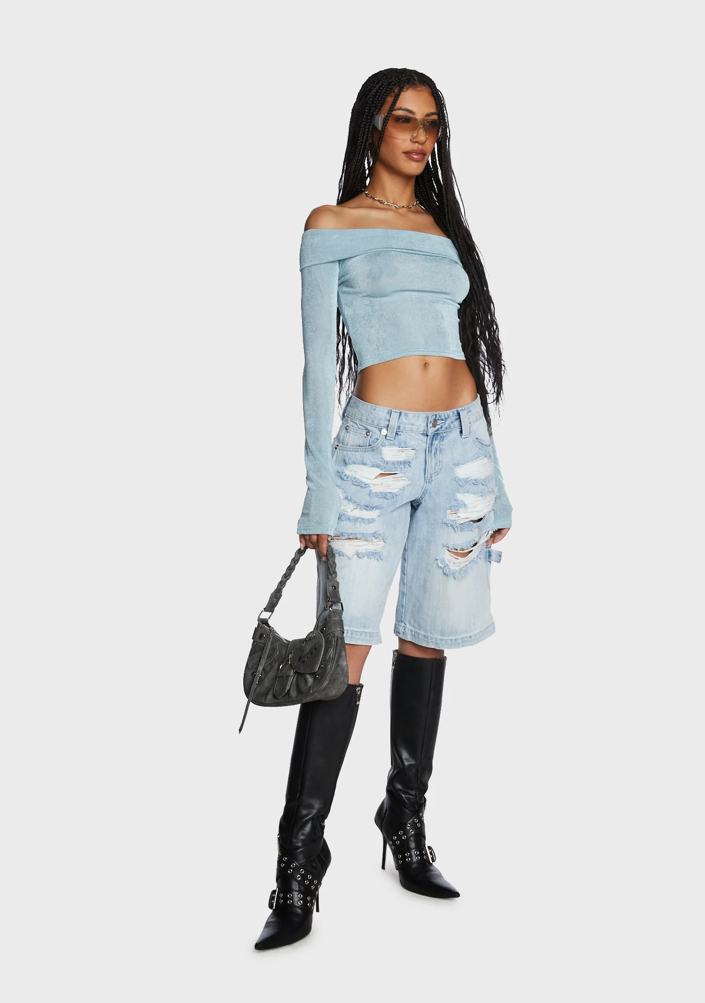 With My Bestie Crop Top - Blue - Image 3