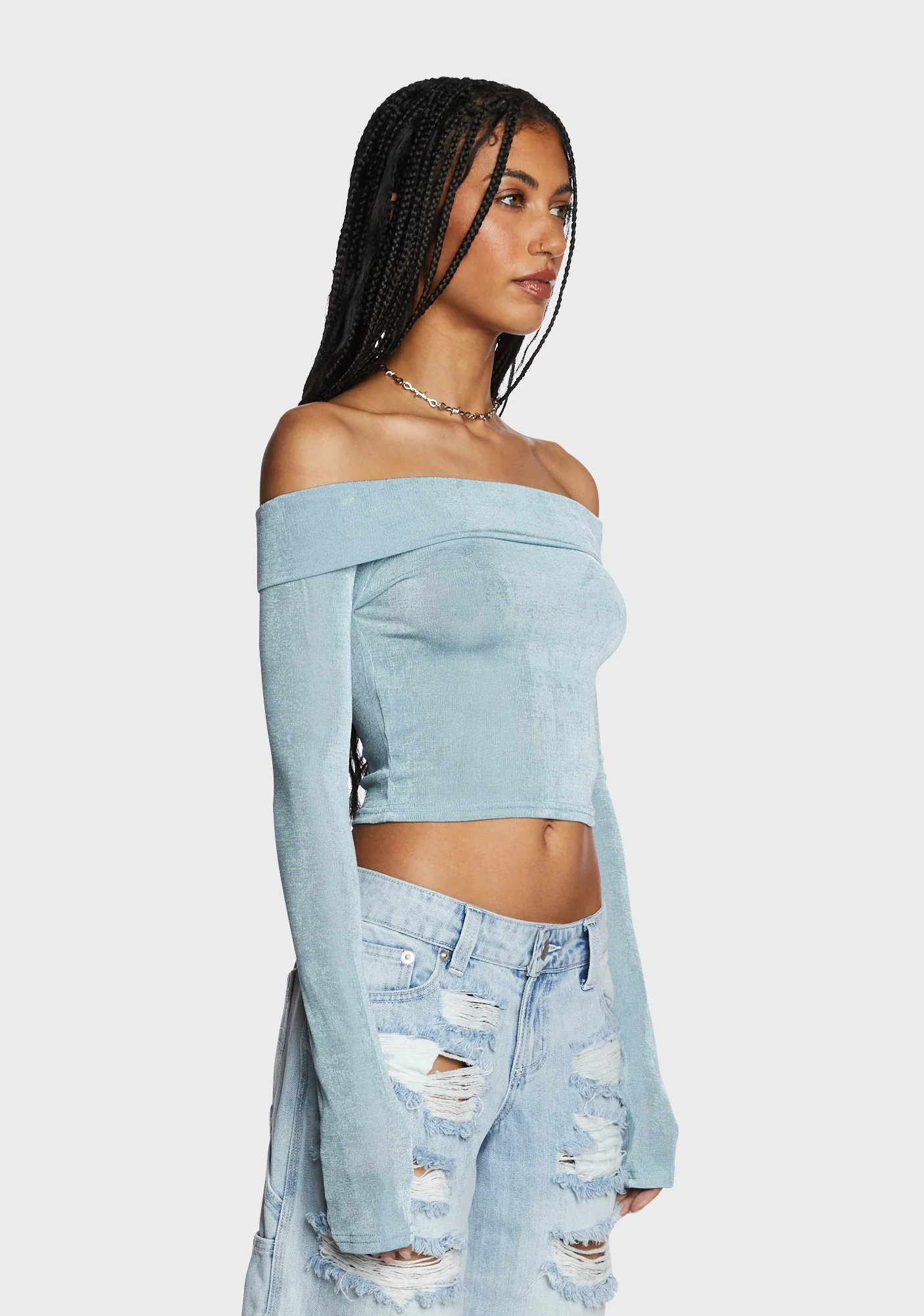 With My Bestie Crop Top - Blue - Image 4