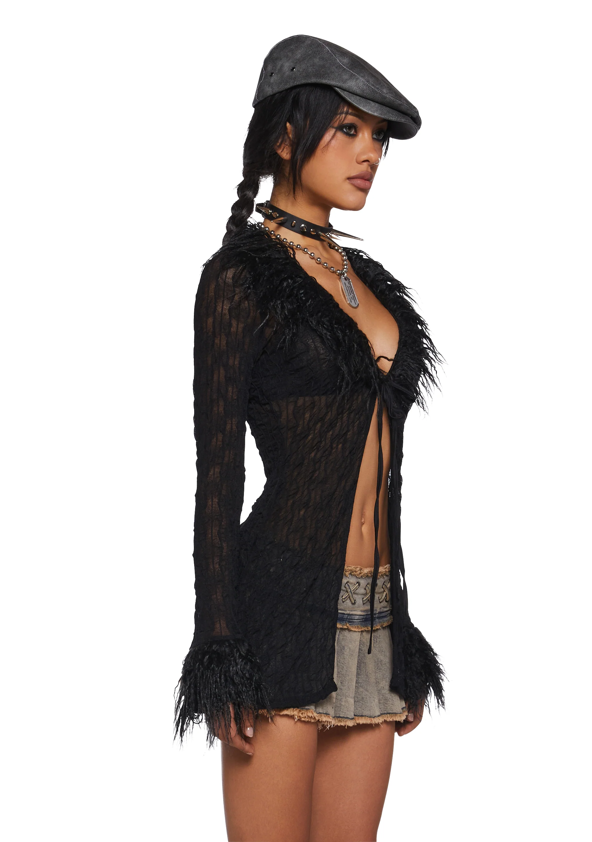 With The Band Knit Cardigan - Black - Image 3