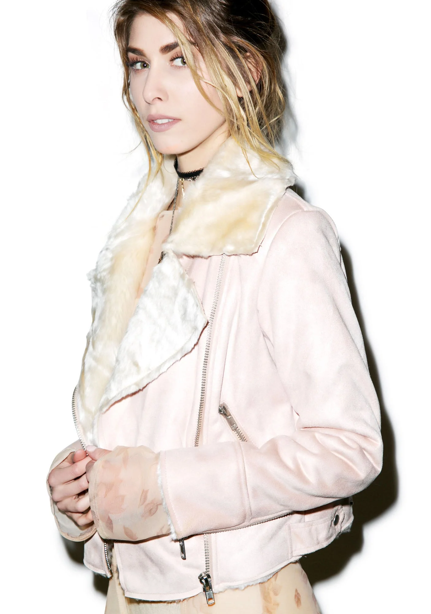 Woman Of The Shear Shearling Jacket - Light Pink - Image 10