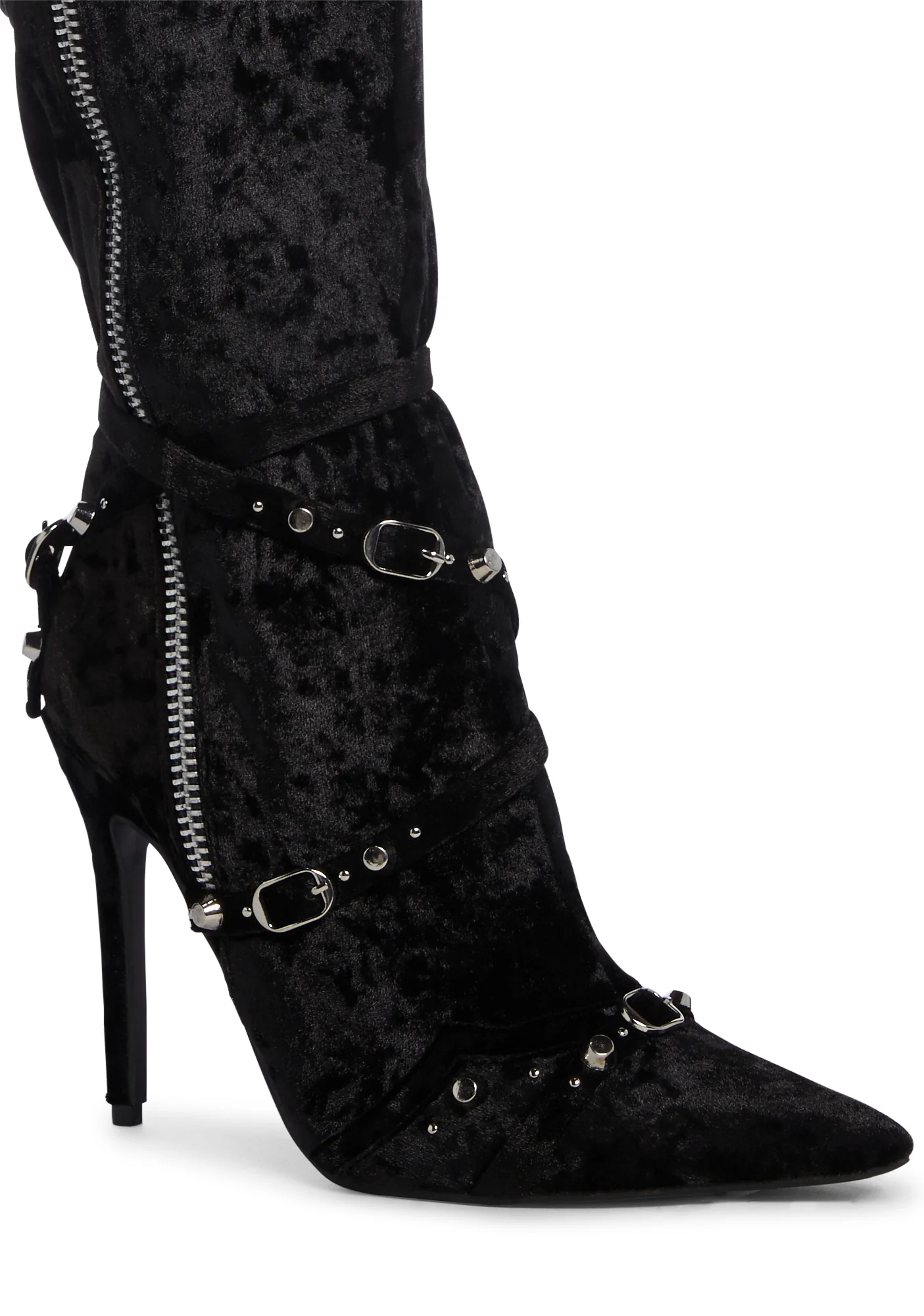Worthy Knee High Boots - Black Velvet - Image 2