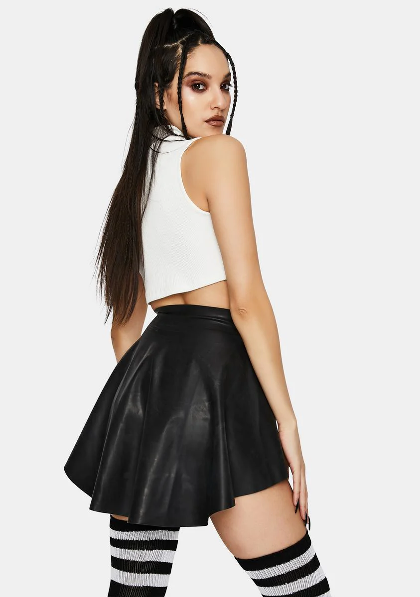 X Bettie Page Black Latex Flippy Skirt - Image 4