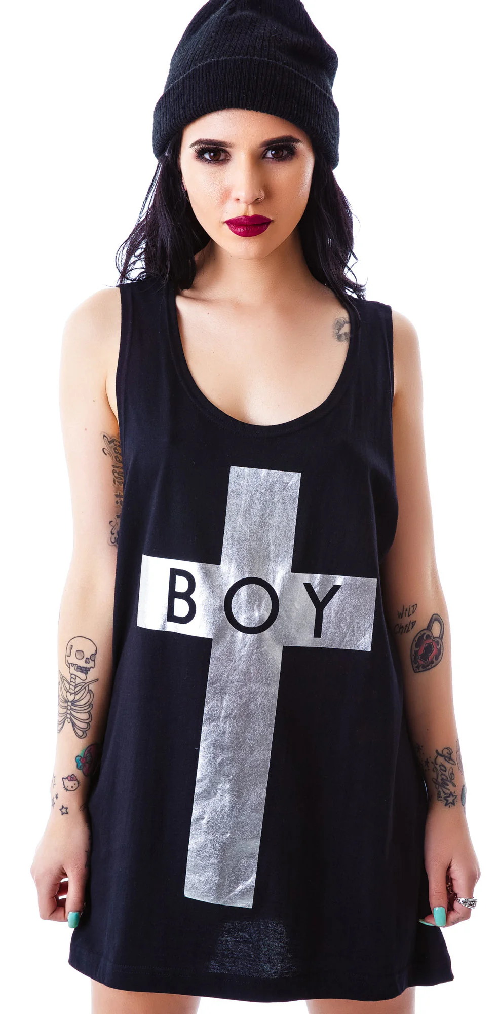 x BOY London Boy Cross Oversized Tank - Black - Image 15