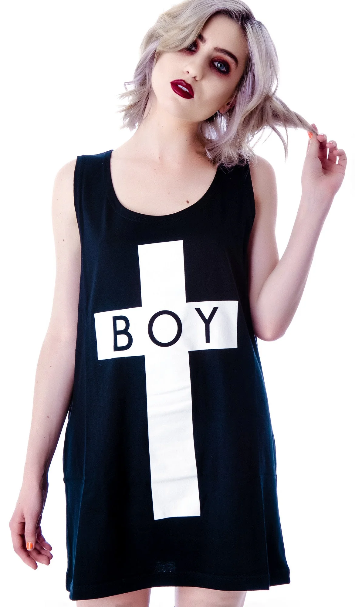 x BOY London Boy Cross Oversized Tank - Black - Image 16