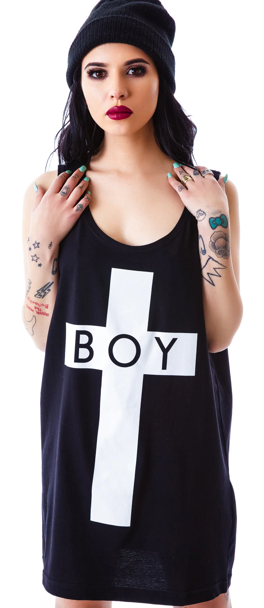 x BOY London Boy Cross Oversized Tank - Black - Image 21