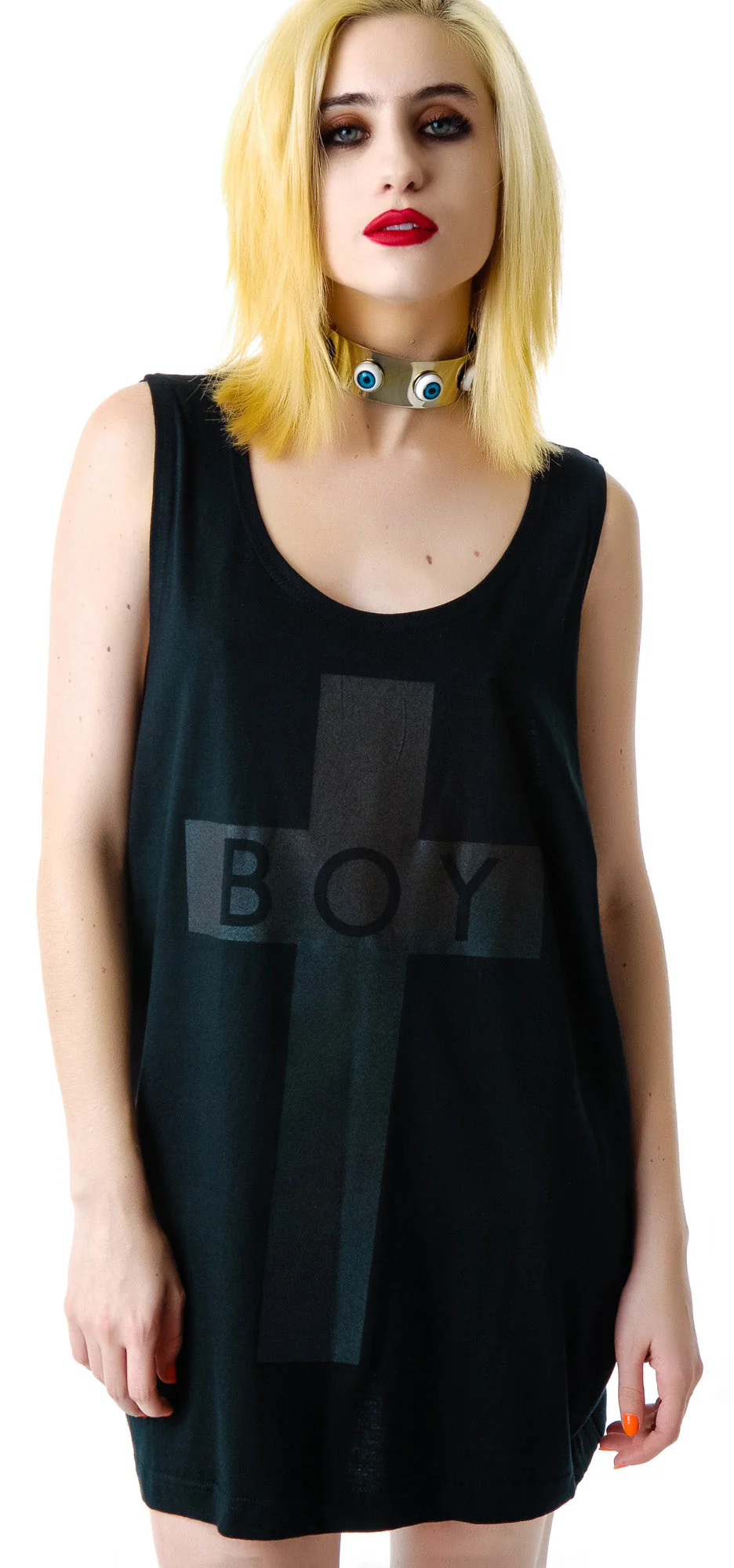 x BOY London Boy Cross Oversized Tank - Black - Image 26