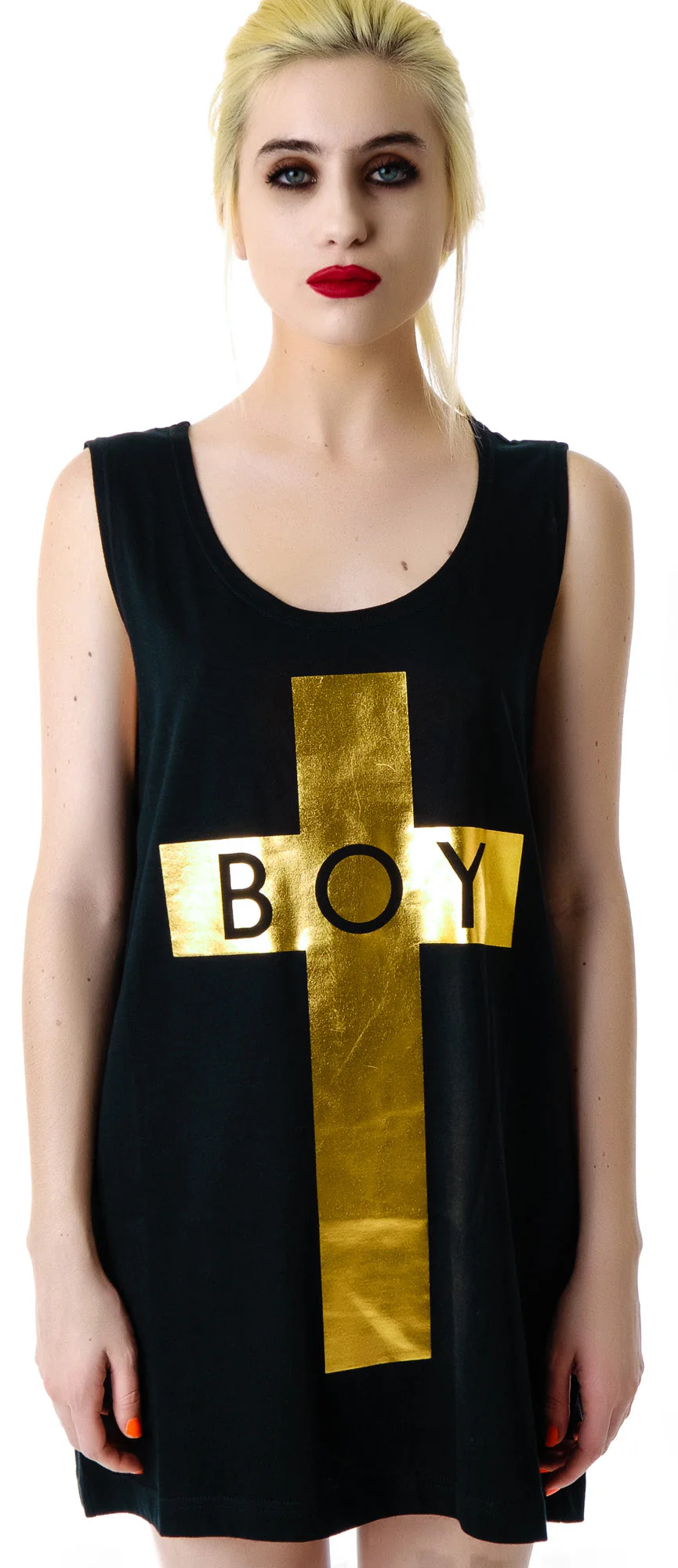 x BOY London Boy Cross Oversized Tank - Black - Image 27