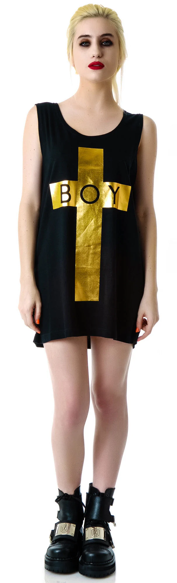 x BOY London Boy Cross Oversized Tank - Black - Image 28